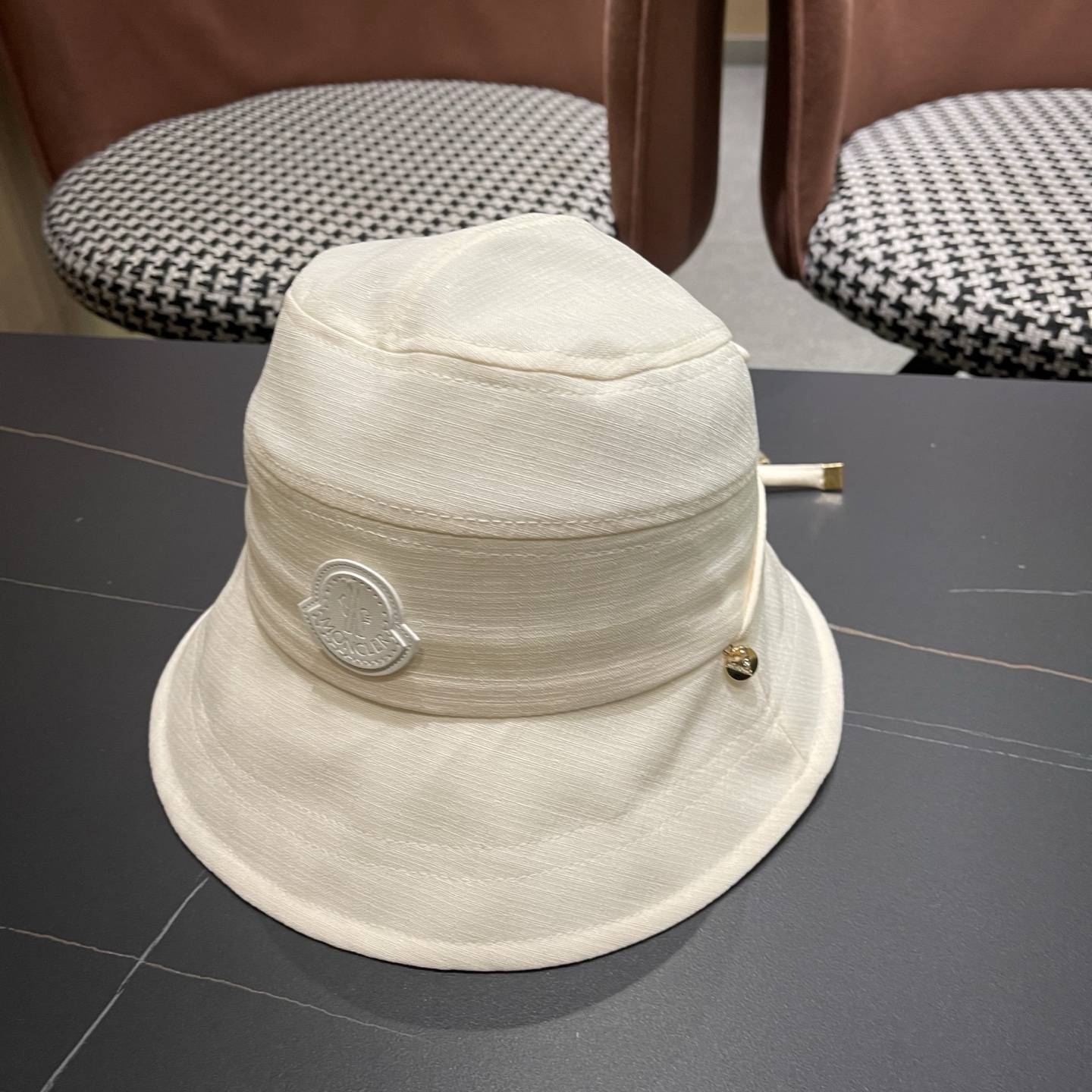 MONCLER（蒙口） 日系系带蝴蝶结盆帽春款小众渔夫帽女休闲百搭显脸小防晒帽子