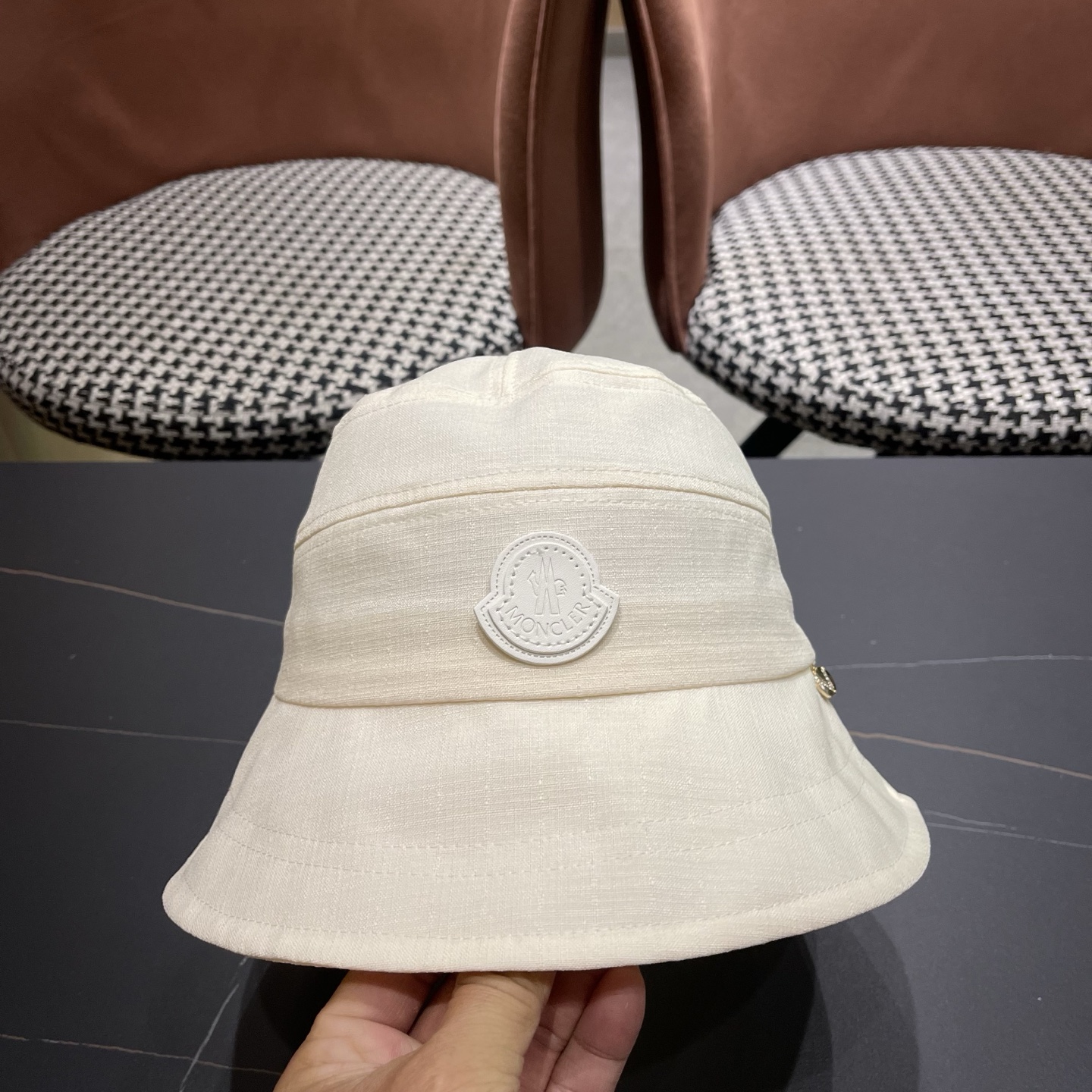 MONCLER（蒙口） 日系系带蝴蝶结盆帽春款小众渔夫帽女休闲百搭显脸小防晒帽子