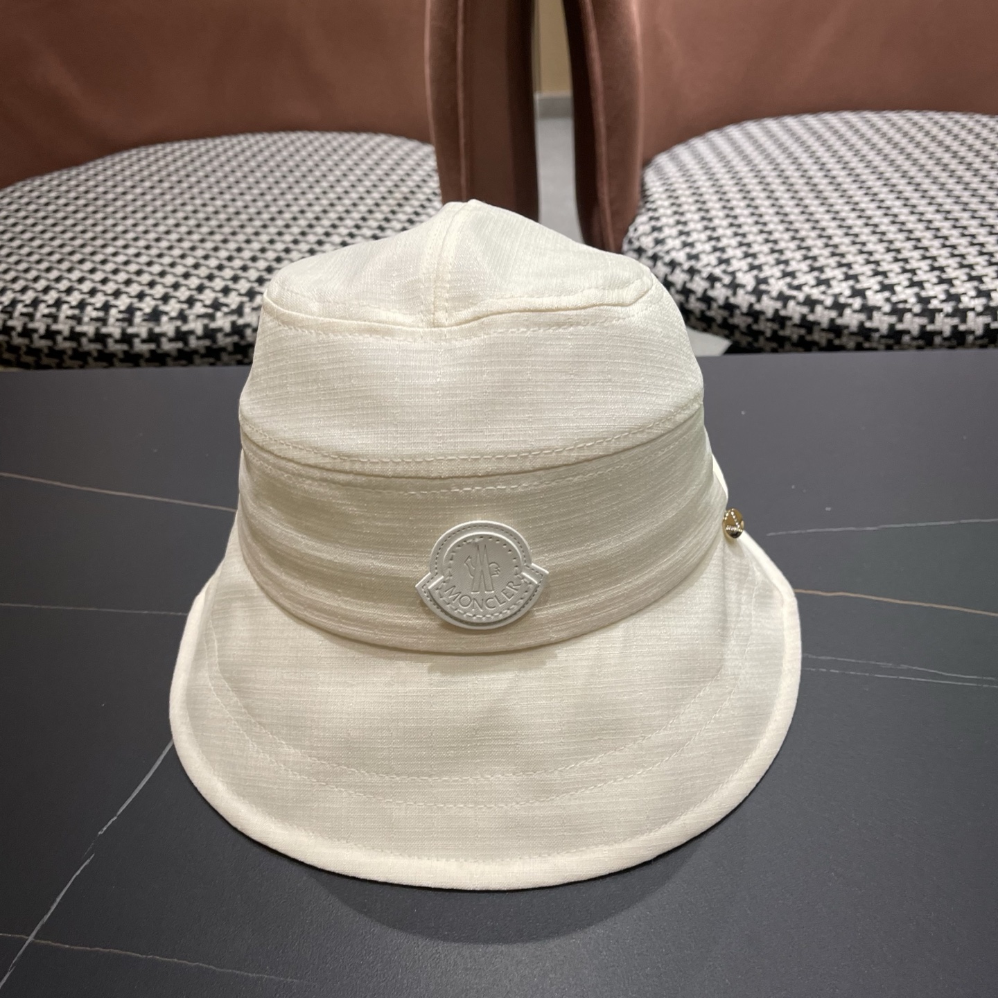 MONCLER（蒙口） 日系系带蝴蝶结盆帽春款小众渔夫帽女休闲百搭显脸小防晒帽子