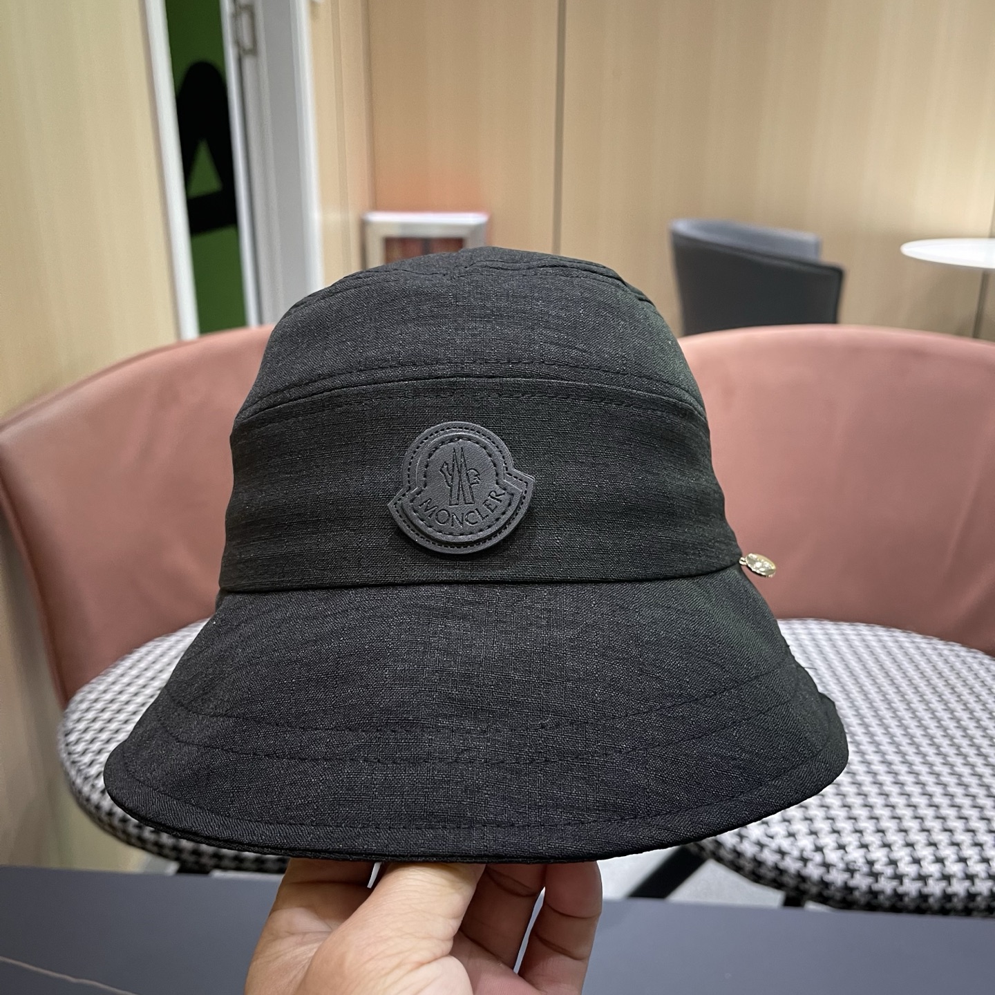 MONCLER（蒙口） 日系系带蝴蝶结盆帽春款小众渔夫帽女休闲百搭显脸小防晒帽子