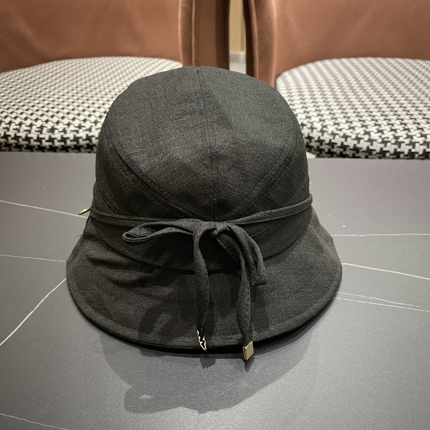 MONCLER（蒙口） 日系系带蝴蝶结盆帽春款小众渔夫帽女休闲百搭显脸小防晒帽子