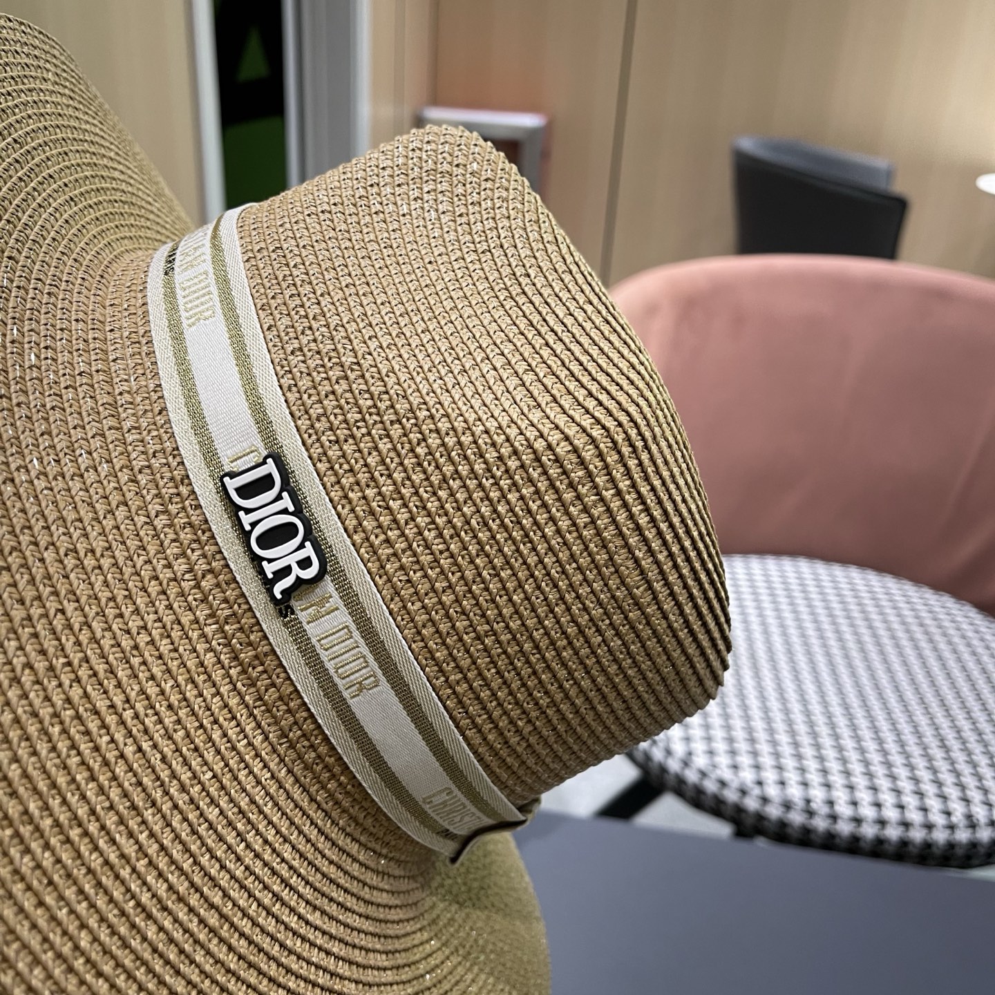 Dior迪奥 夏季草帽平檐草编沙滩帽子英伦遮阳亲子礼帽男女