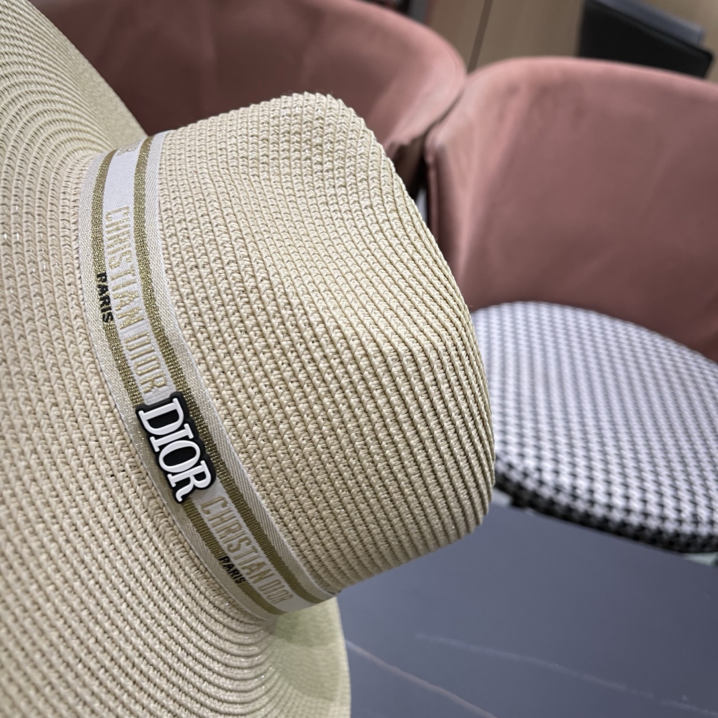 Dior迪奥 夏季草帽平檐草编沙滩帽子英伦遮阳亲子礼帽男女