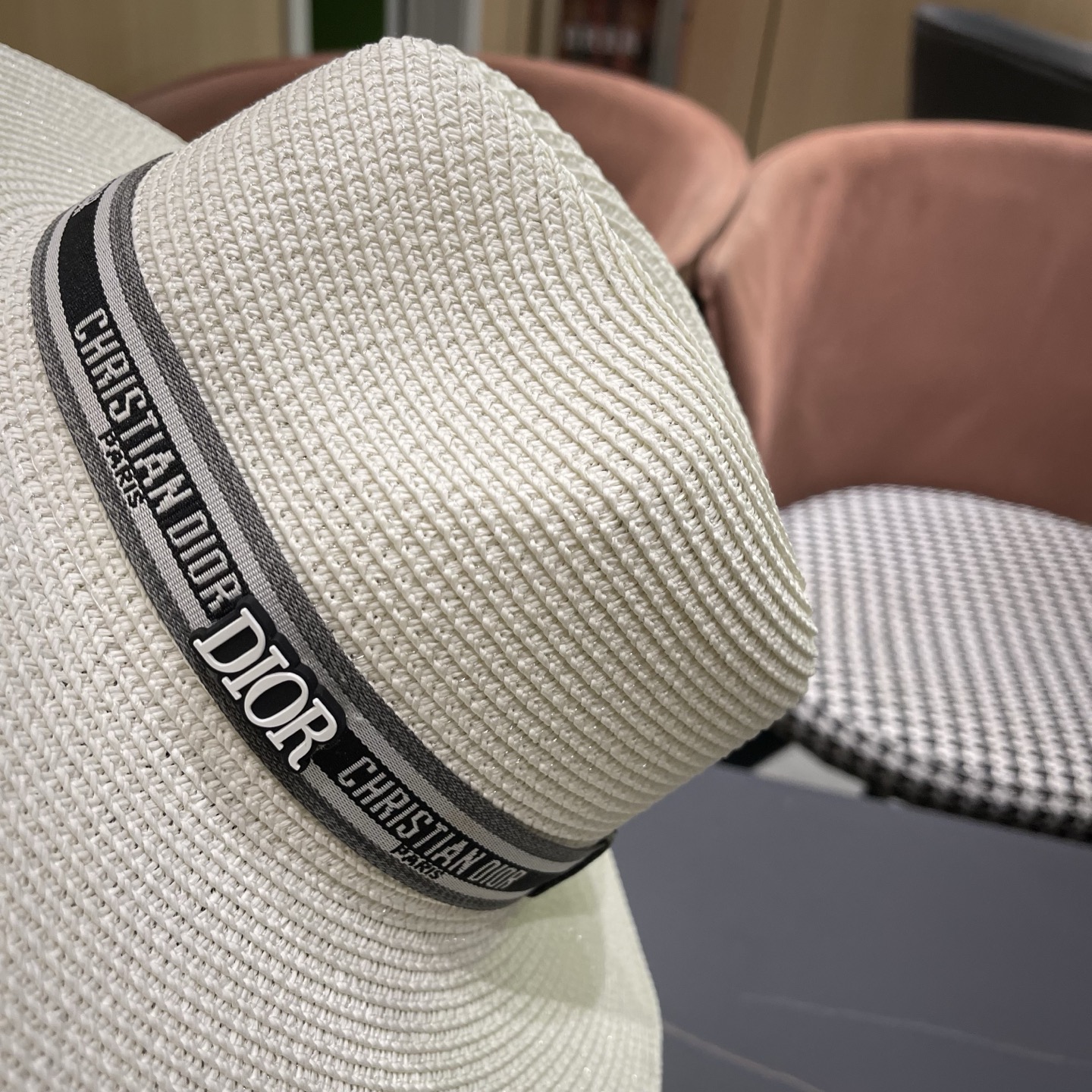 Dior迪奥 夏季草帽平檐草编沙滩帽子英伦遮阳亲子礼帽男女