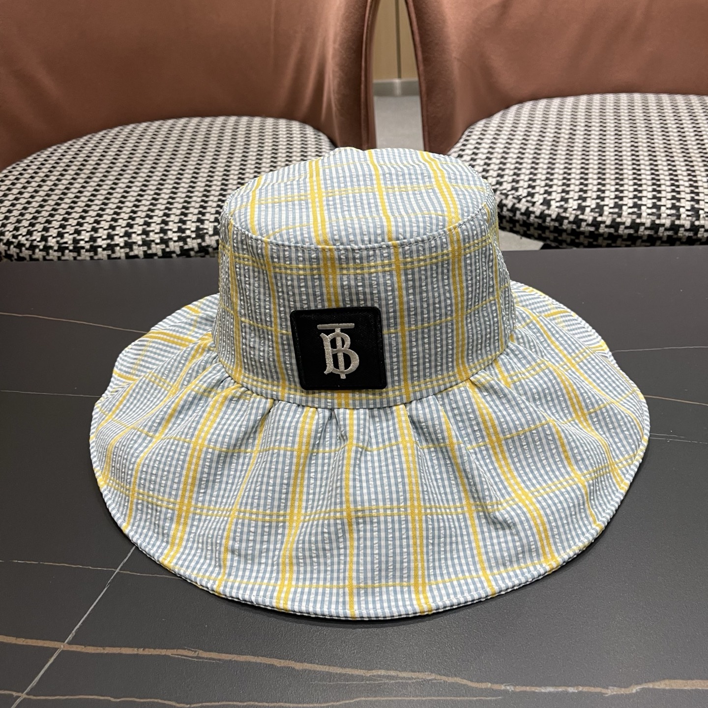 Burberry巴宝莉 韩系格子渔夫帽女夏季防晒大帽檐可折叠遮 脸蝴蝶结遮阳帽子新款