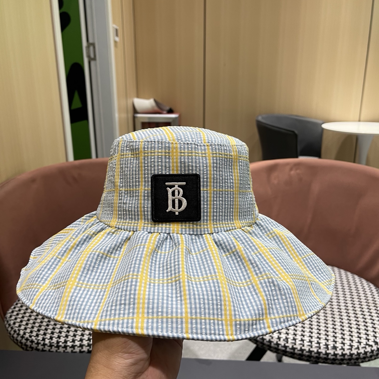 Burberry巴宝莉 韩系格子渔夫帽女夏季防晒大帽檐可折叠遮 脸蝴蝶结遮阳帽子新款