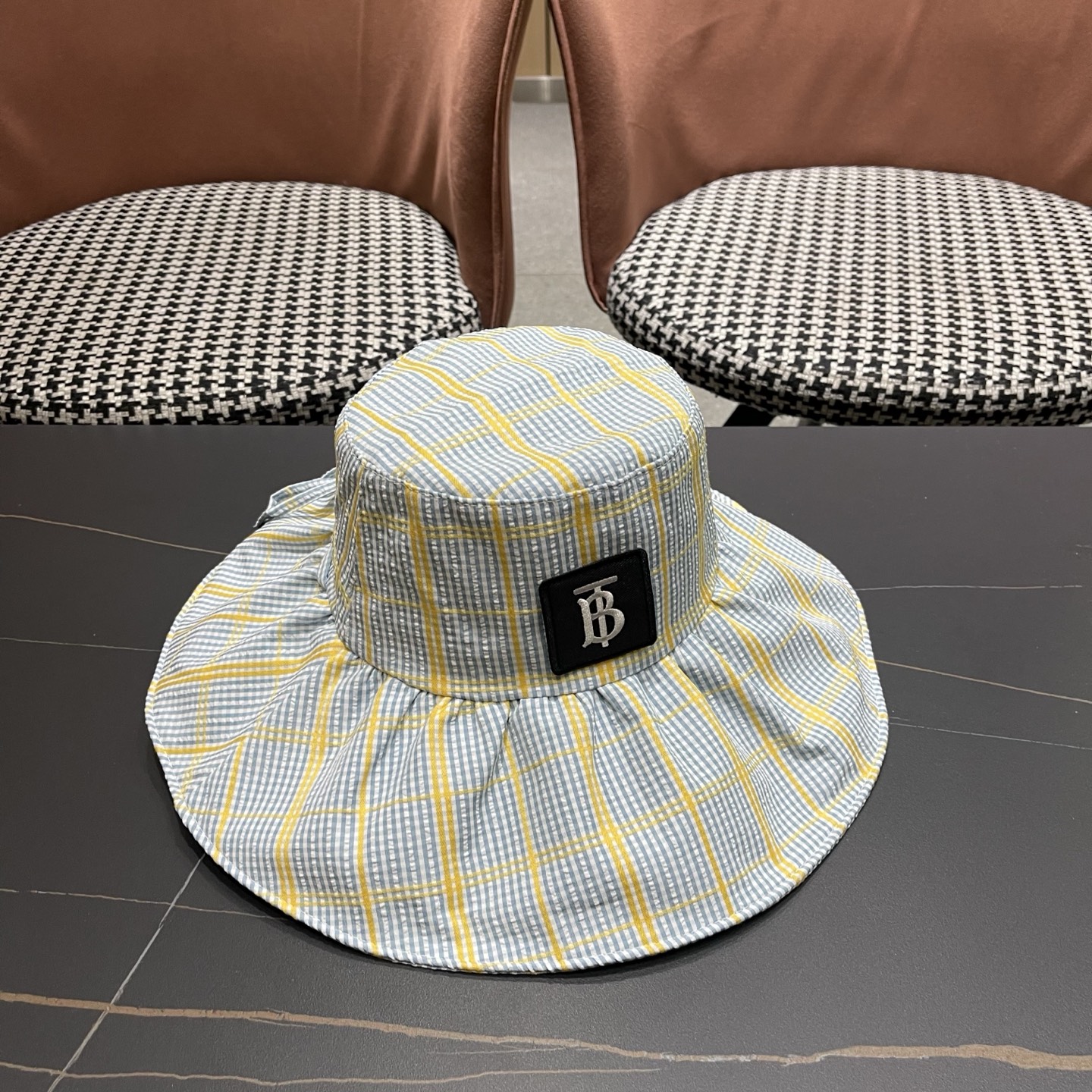 Burberry巴宝莉 韩系格子渔夫帽女夏季防晒大帽檐可折叠遮 脸蝴蝶结遮阳帽子新款