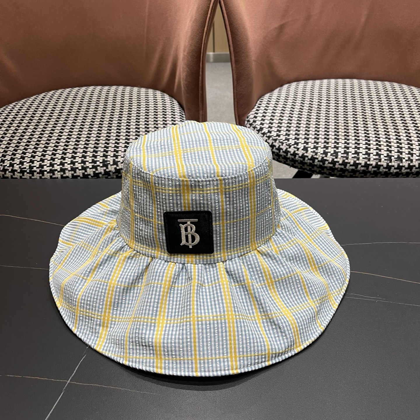 Burberry巴宝莉 韩系格子渔夫帽女夏季防晒大帽檐可折叠遮 脸蝴蝶结遮阳帽子新款