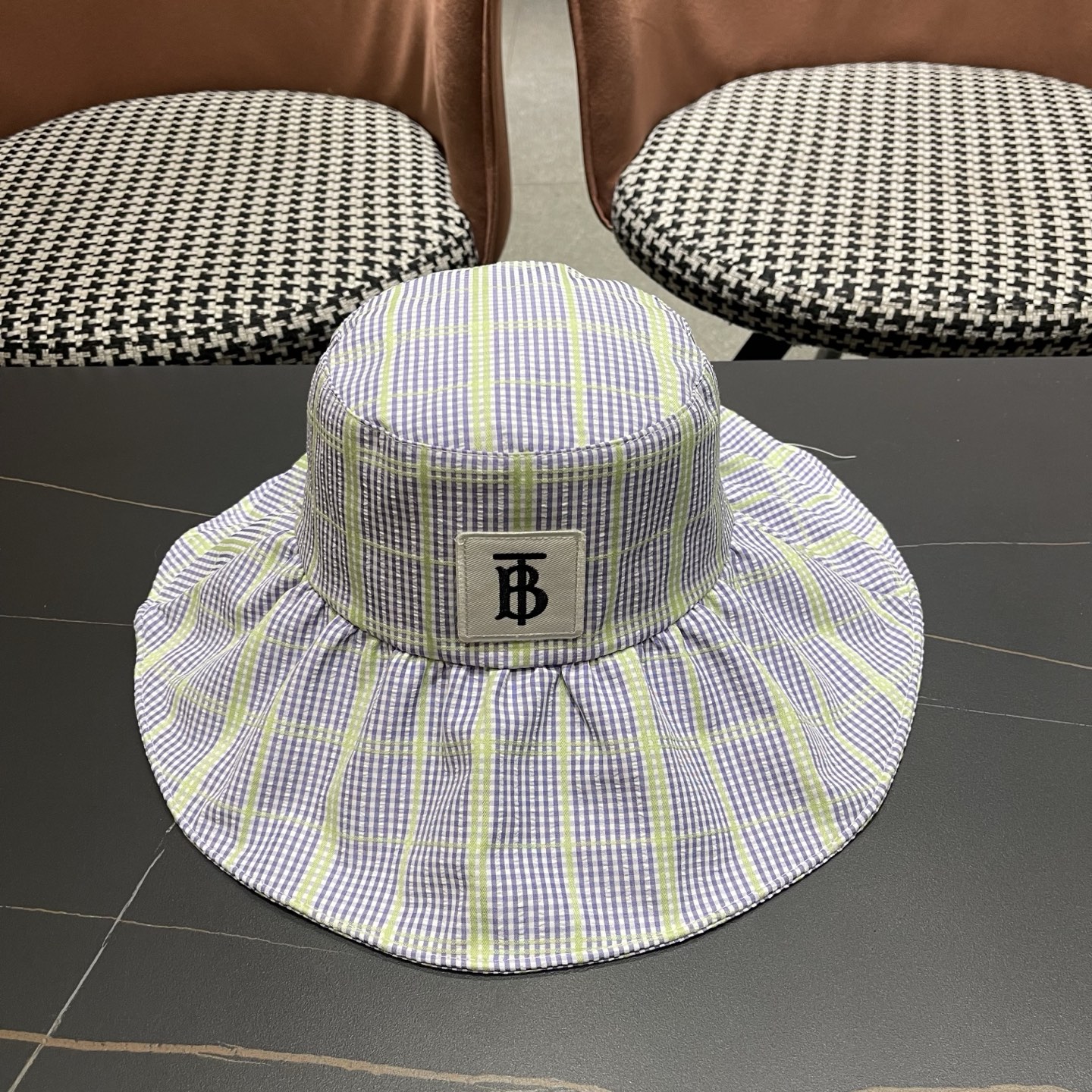 Burberry巴宝莉 韩系格子渔夫帽女夏季防晒大帽檐可折叠遮 脸蝴蝶结遮阳帽子新款