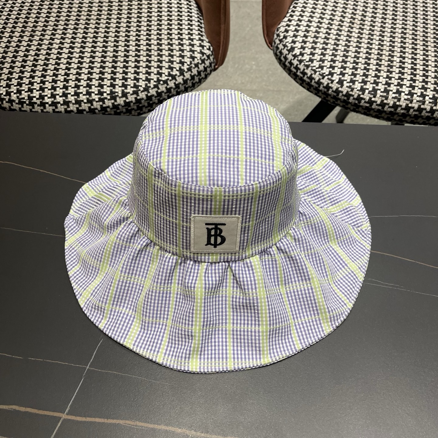 Burberry巴宝莉 韩系格子渔夫帽女夏季防晒大帽檐可折叠遮 脸蝴蝶结遮阳帽子新款