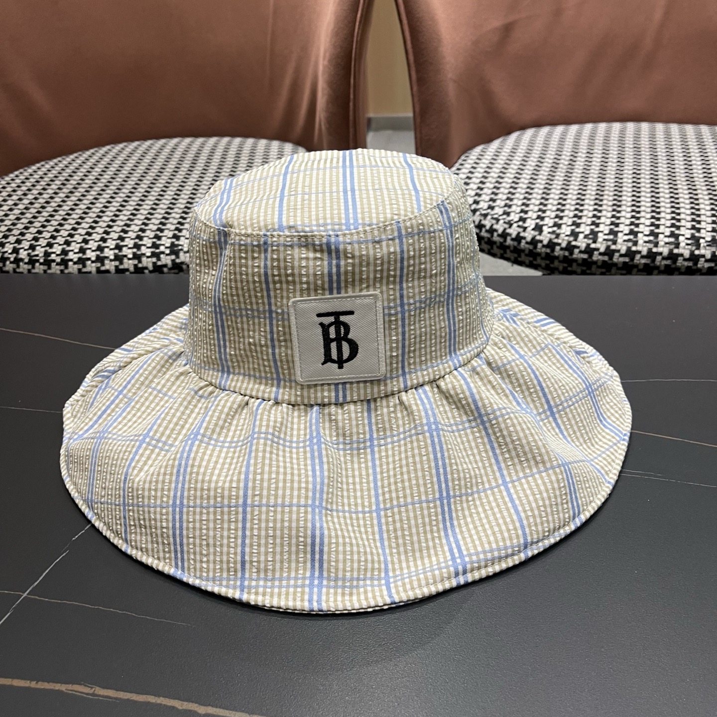 Burberry巴宝莉 韩系格子渔夫帽女夏季防晒大帽檐可折叠遮 脸蝴蝶结遮阳帽子新款