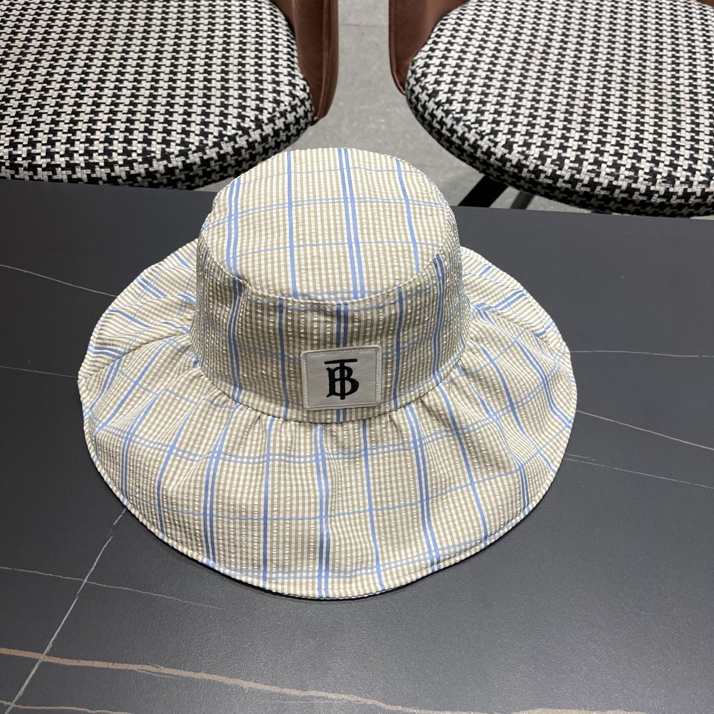Burberry巴宝莉 韩系格子渔夫帽女夏季防晒大帽檐可折叠遮 脸蝴蝶结遮阳帽子新款
