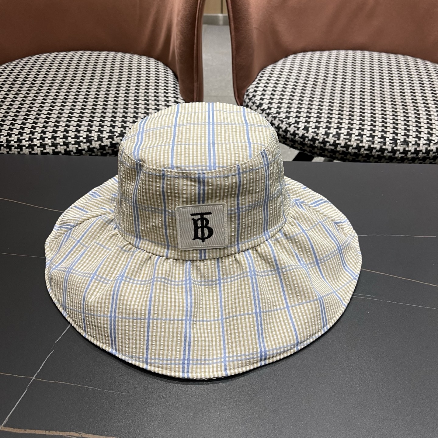Burberry巴宝莉 韩系格子渔夫帽女夏季防晒大帽檐可折叠遮 脸蝴蝶结遮阳帽子新款