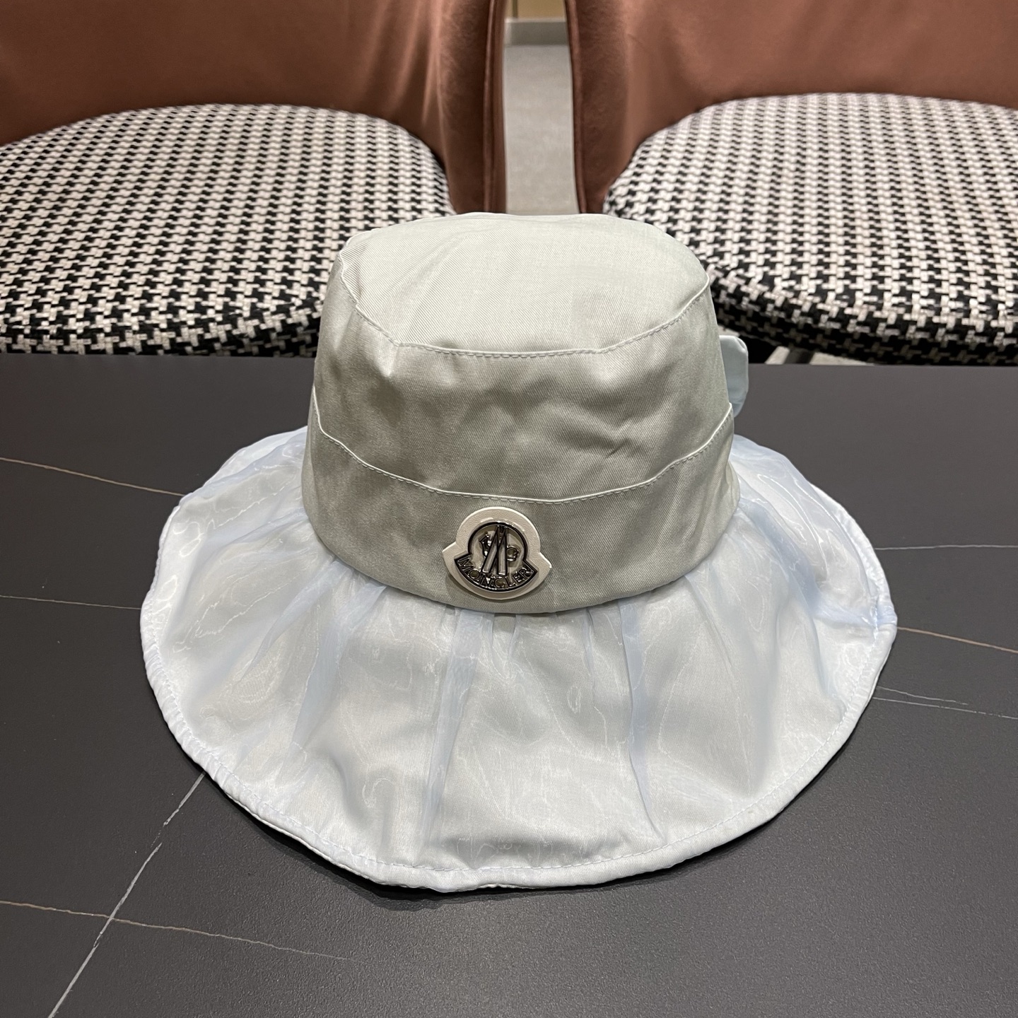 MONCLER（蒙口）春夏百搭可折叠大檐防晒帽女透气遮阳帽户外出游休闲渔夫帽显脸小