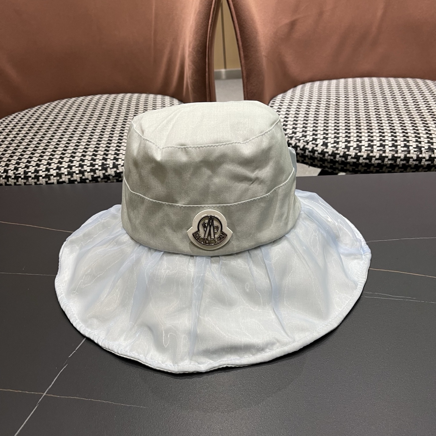 MONCLER（蒙口）春夏百搭可折叠大檐防晒帽女透气遮阳帽户外出游休闲渔夫帽显脸小