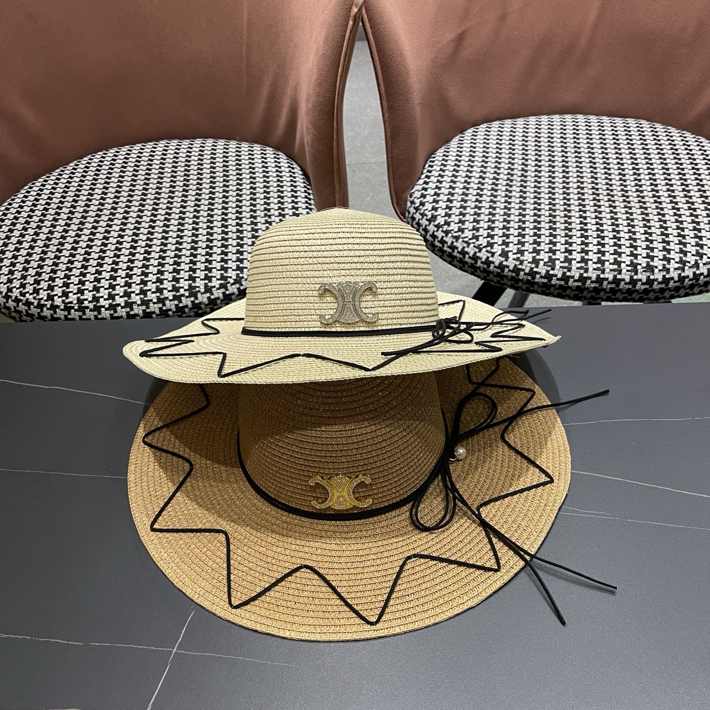 Celine赛琳 草帽女夏海边沙滩户外大帽檐太阳帽遮阳防晒帽子蝴蝶结