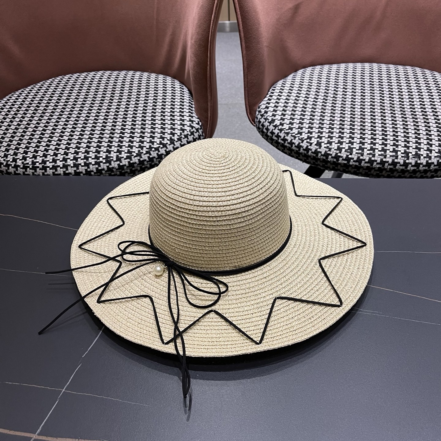 Celine赛琳 草帽女夏海边沙滩户外大帽檐太阳帽遮阳防晒帽子蝴蝶结