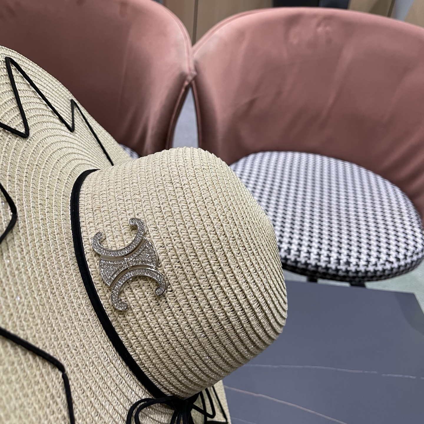 Celine赛琳 草帽女夏海边沙滩户外大帽檐太阳帽遮阳防晒帽子蝴蝶结