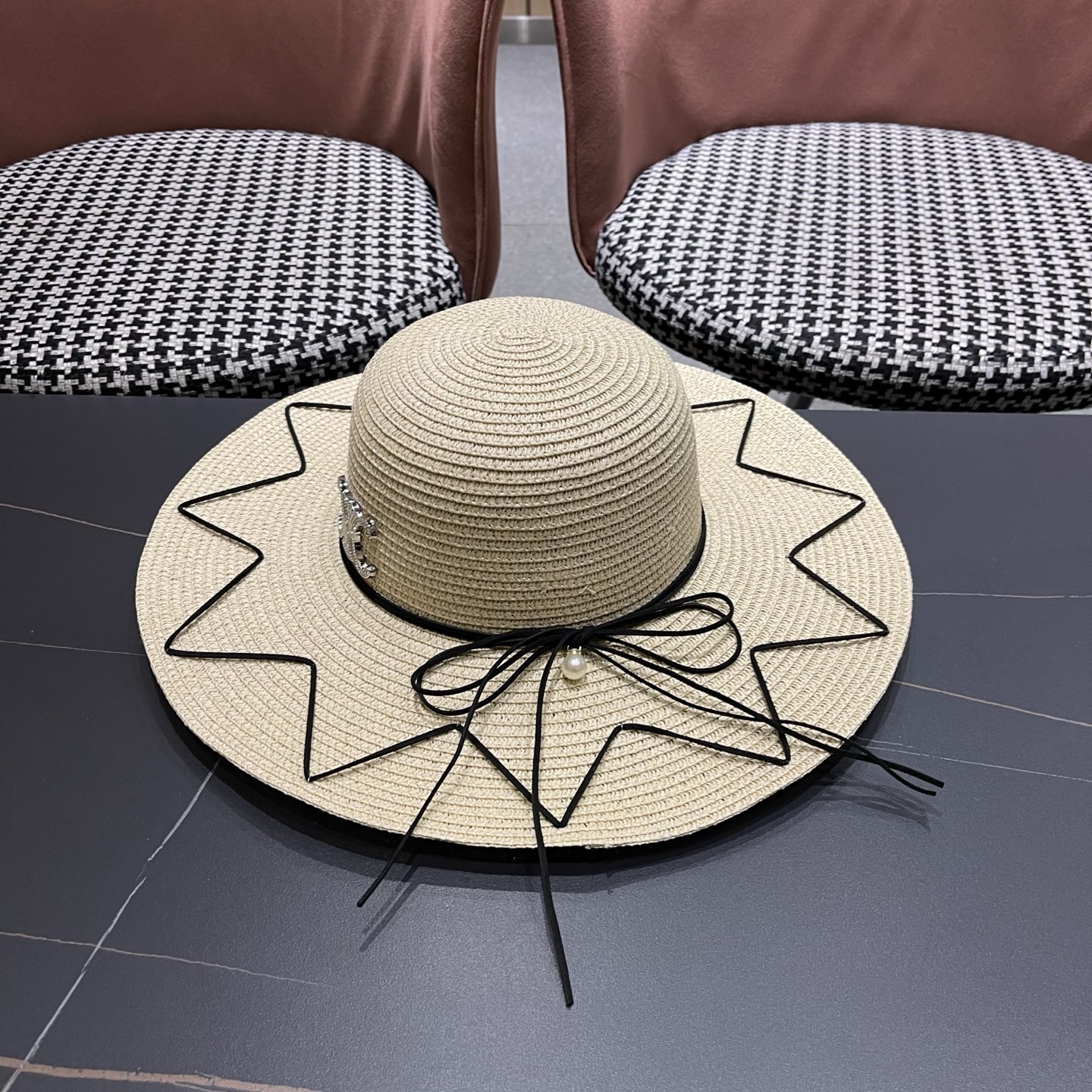 Celine赛琳 草帽女夏海边沙滩户外大帽檐太阳帽遮阳防晒帽子蝴蝶结