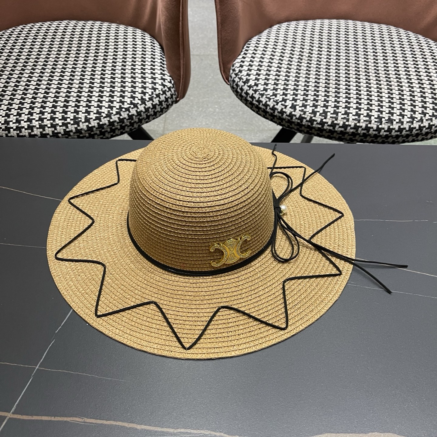 Celine赛琳 草帽女夏海边沙滩户外大帽檐太阳帽遮阳防晒帽子蝴蝶结