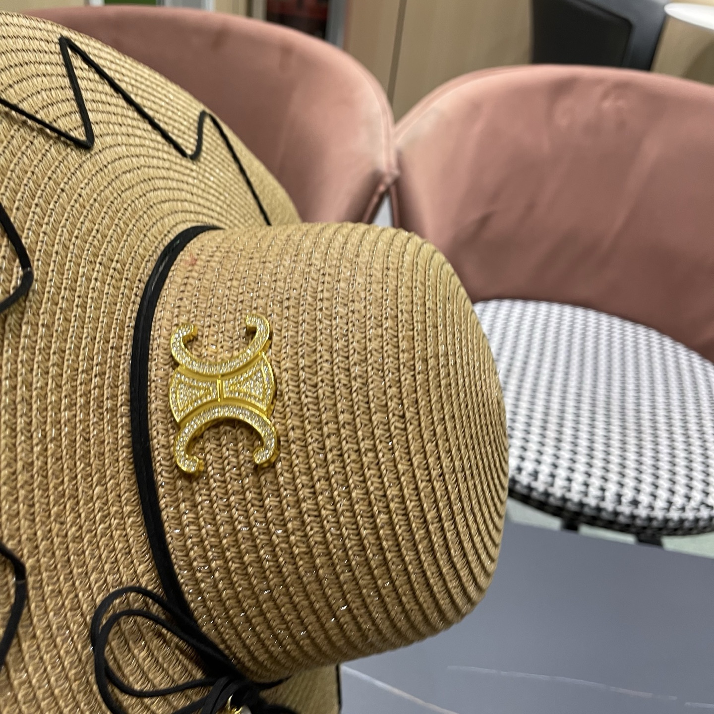 Celine赛琳 草帽女夏海边沙滩户外大帽檐太阳帽遮阳防晒帽子蝴蝶结