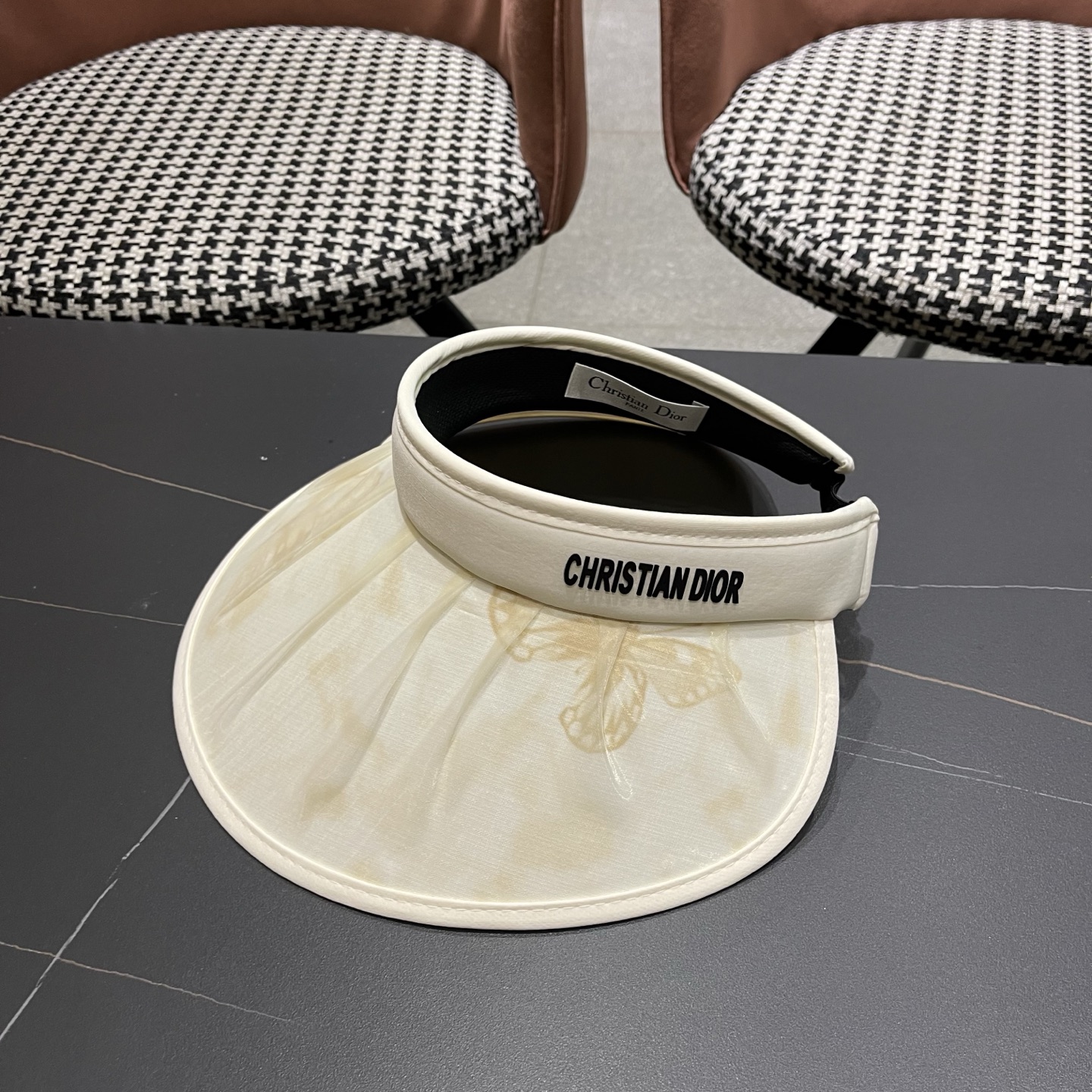 迪奥Dior 夏季遮阳帽女中式国风水墨画加宽大帽檐防紫外线户外骑车太阳帽子