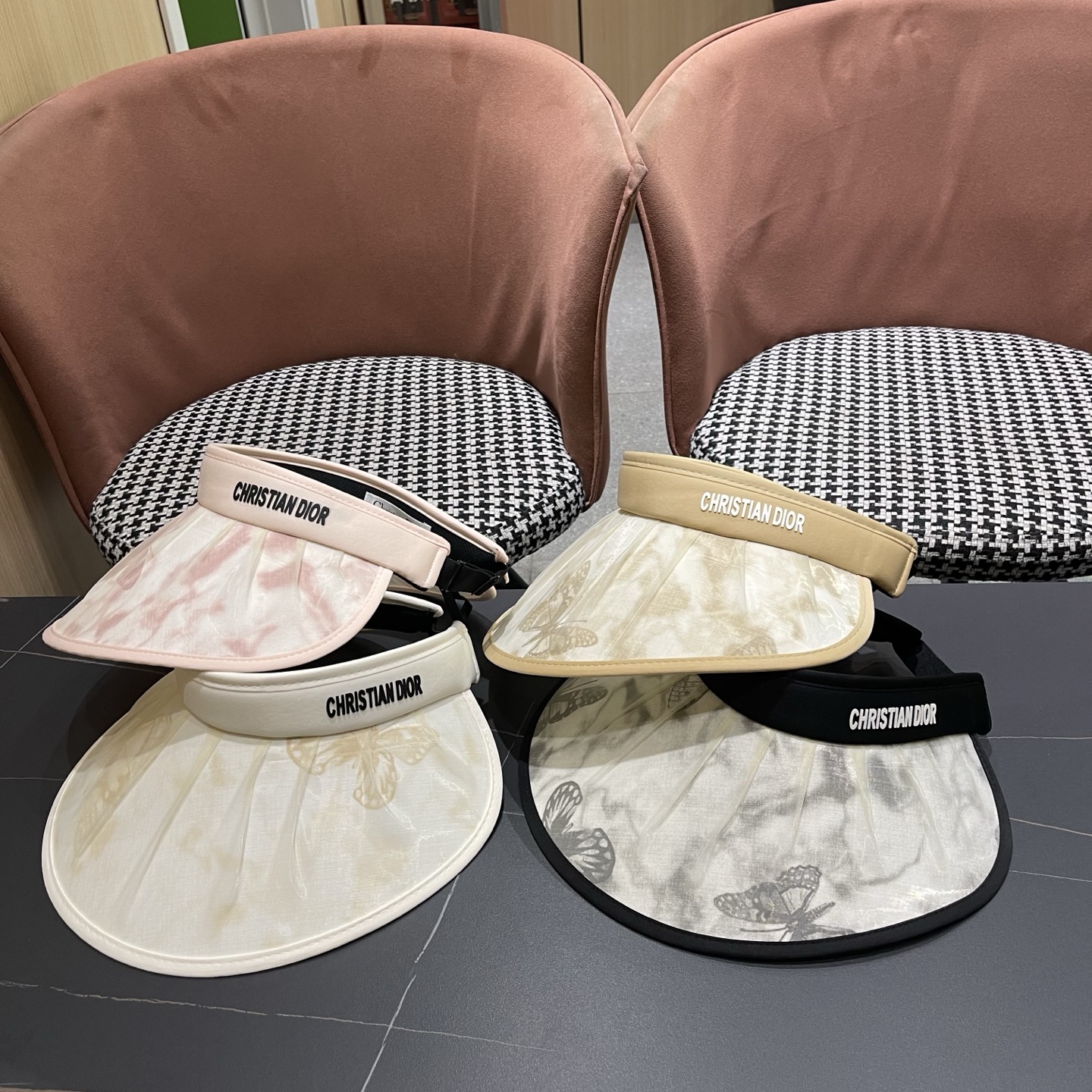 迪奥Dior 夏季遮阳帽女中式国风水墨画加宽大帽檐防紫外线户外骑车太阳帽子