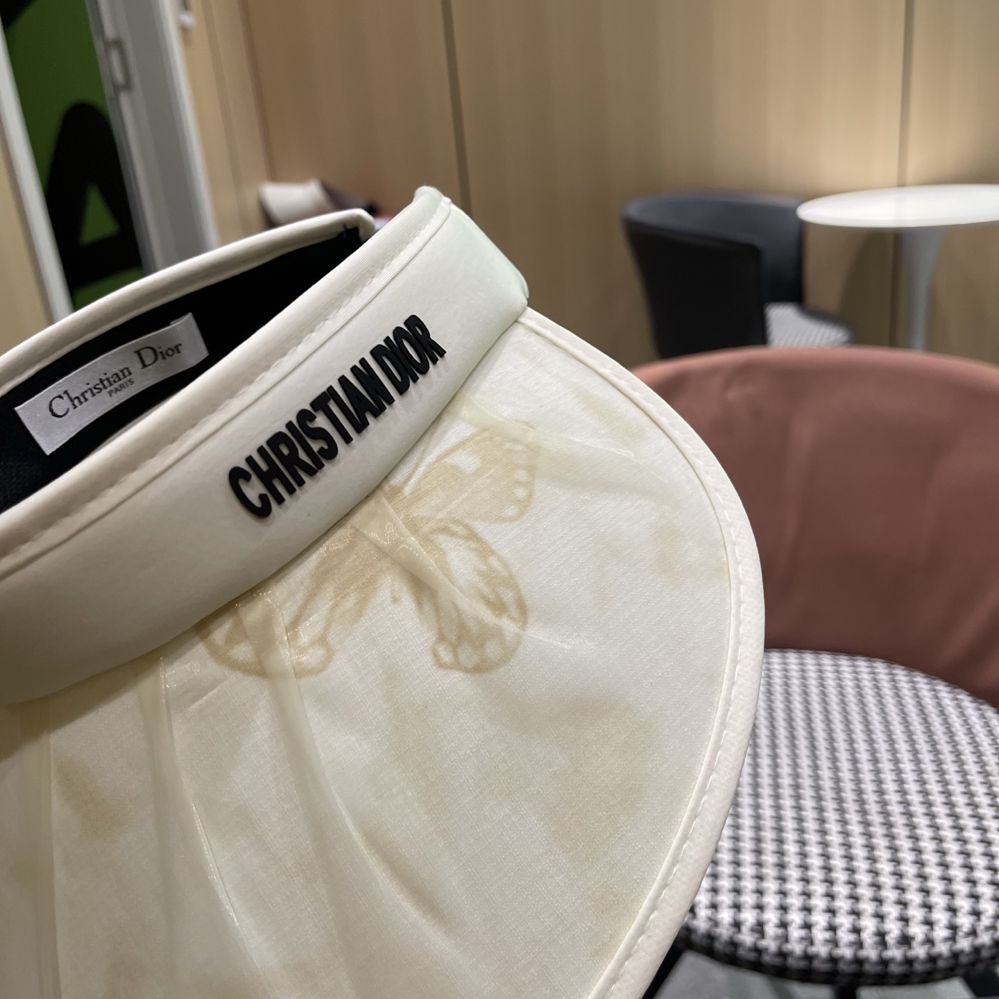 迪奥Dior 夏季遮阳帽女中式国风水墨画加宽大帽檐防紫外线户外骑车太阳帽子