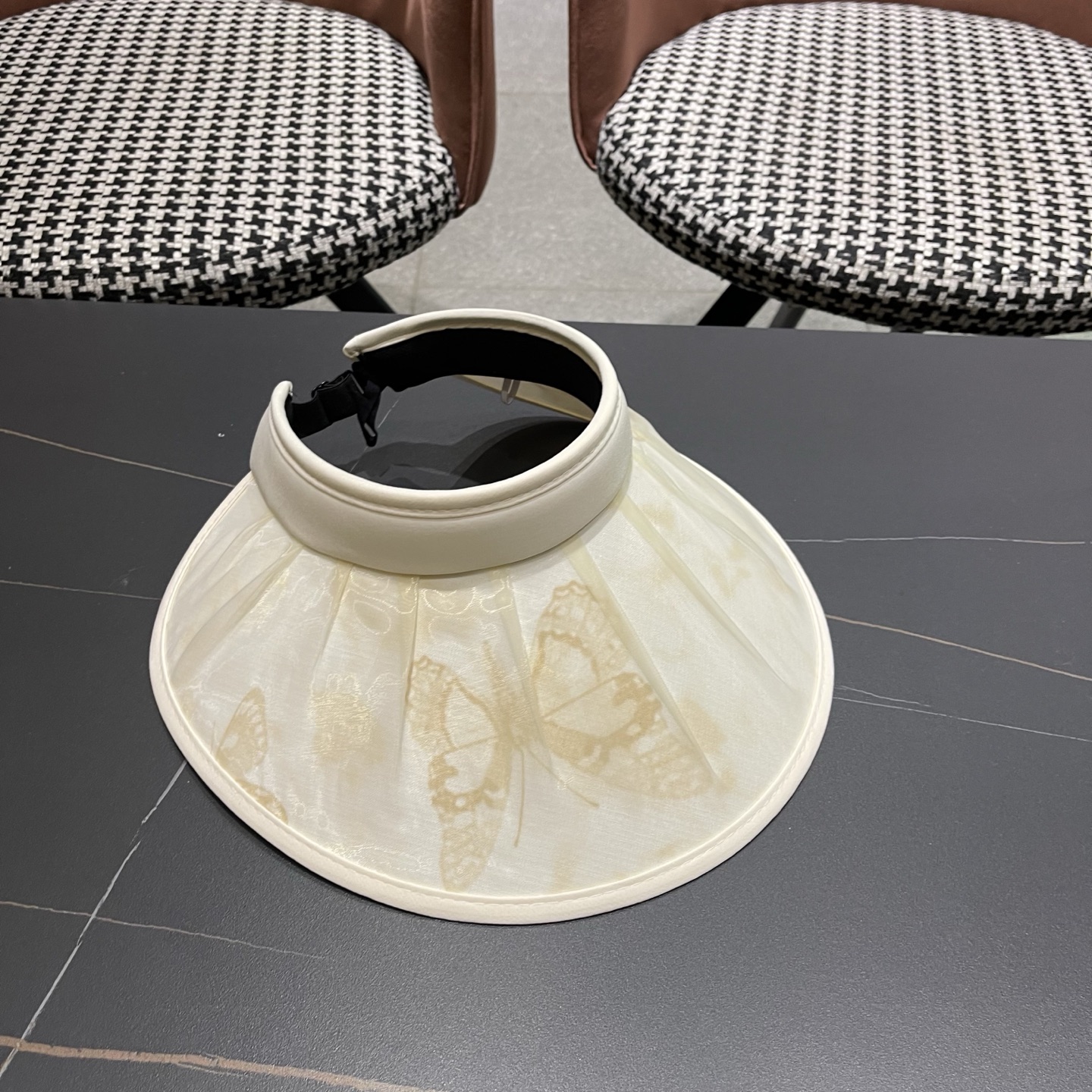 迪奥Dior 夏季遮阳帽女中式国风水墨画加宽大帽檐防紫外线户外骑车太阳帽子