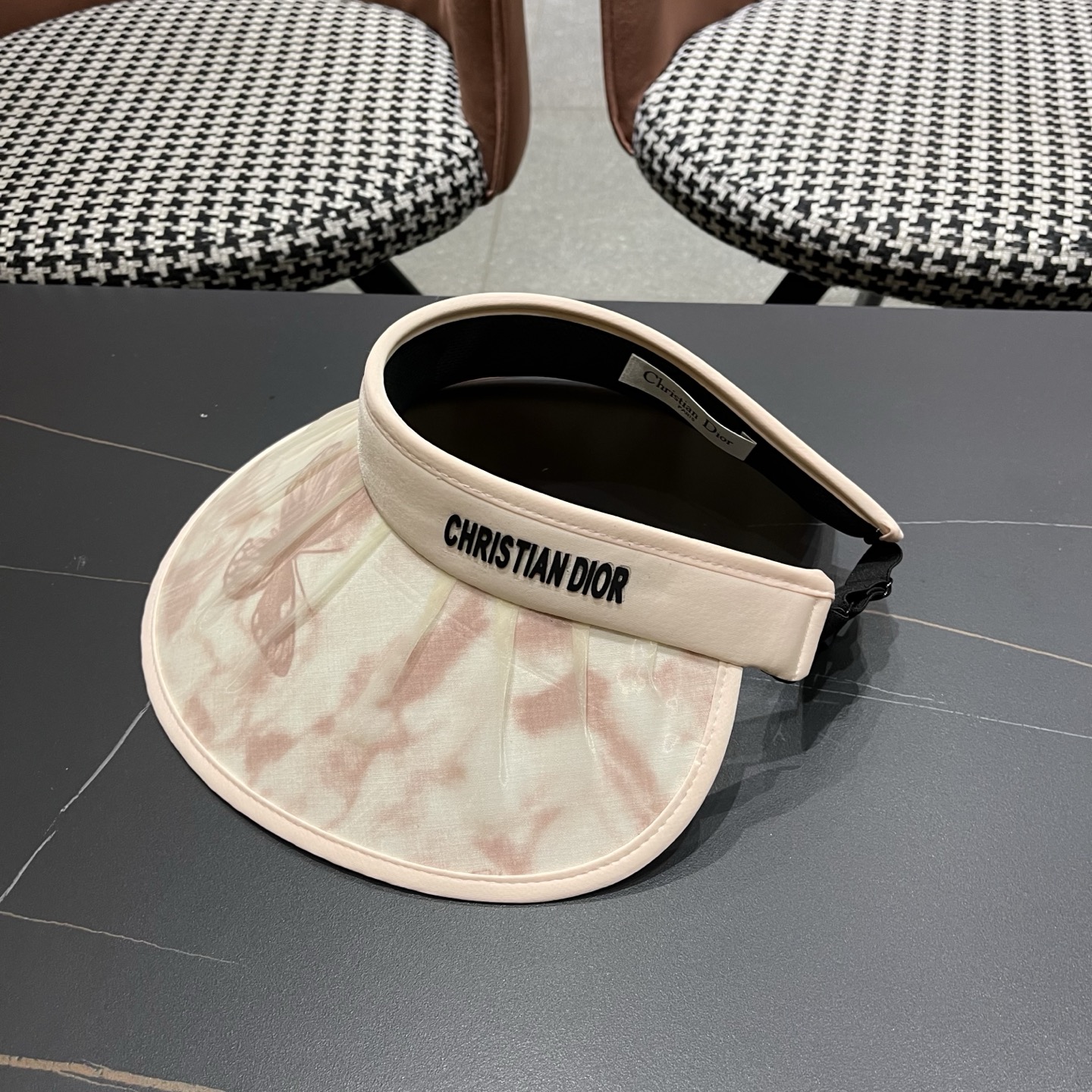 迪奥Dior 夏季遮阳帽女中式国风水墨画加宽大帽檐防紫外线户外骑车太阳帽子