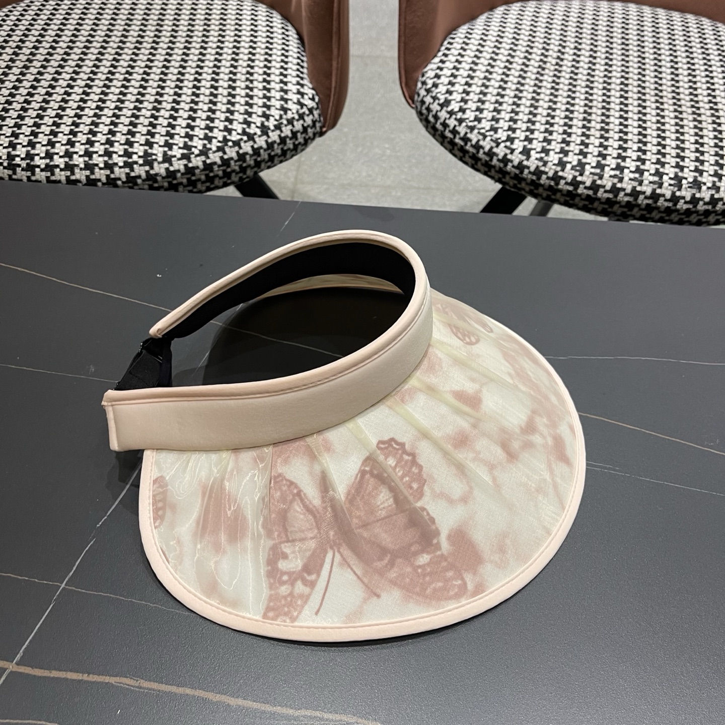 迪奥Dior 夏季遮阳帽女中式国风水墨画加宽大帽檐防紫外线户外骑车太阳帽子