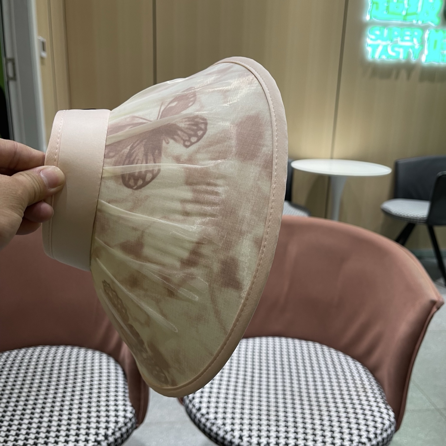 迪奥Dior 夏季遮阳帽女中式国风水墨画加宽大帽檐防紫外线户外骑车太阳帽子