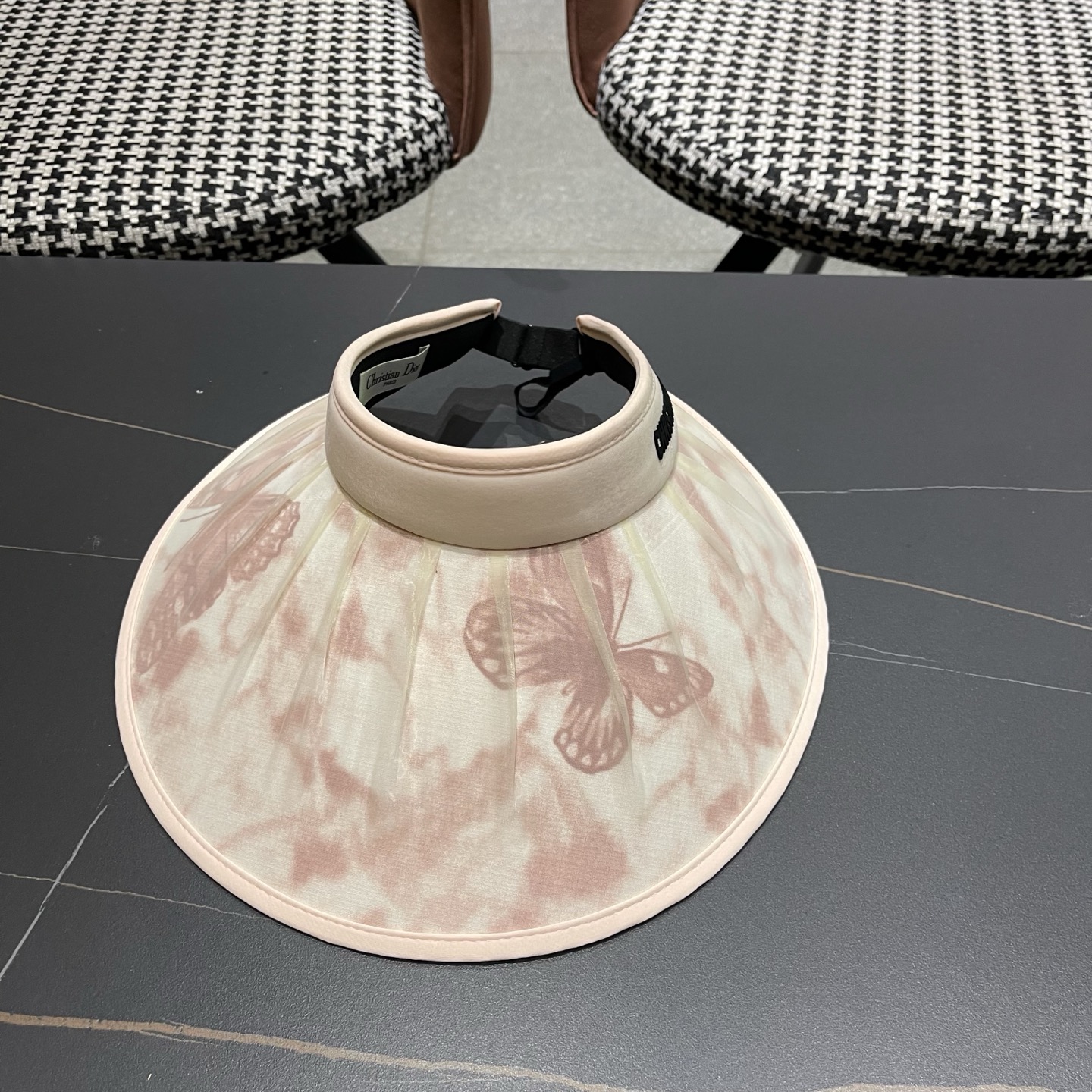 迪奥Dior 夏季遮阳帽女中式国风水墨画加宽大帽檐防紫外线户外骑车太阳帽子