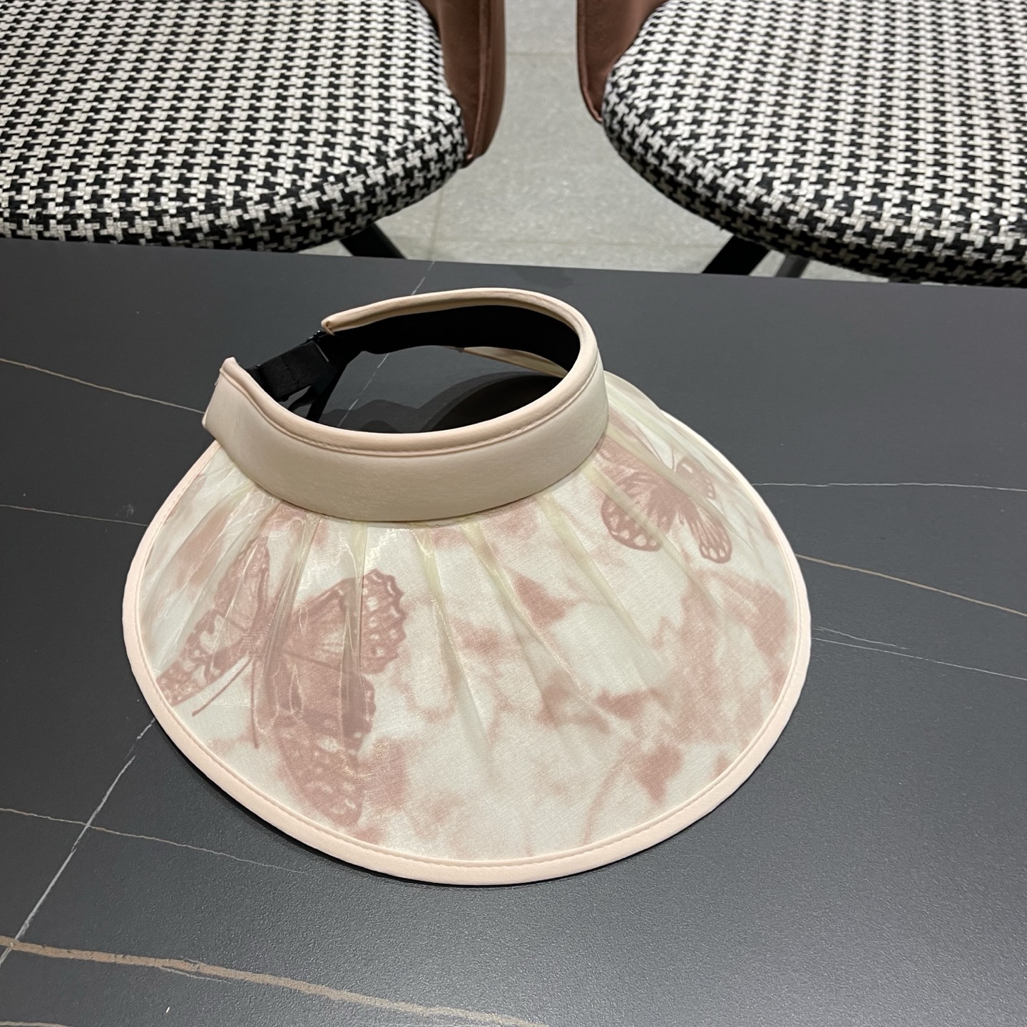 迪奥Dior 夏季遮阳帽女中式国风水墨画加宽大帽檐防紫外线户外骑车太阳帽子