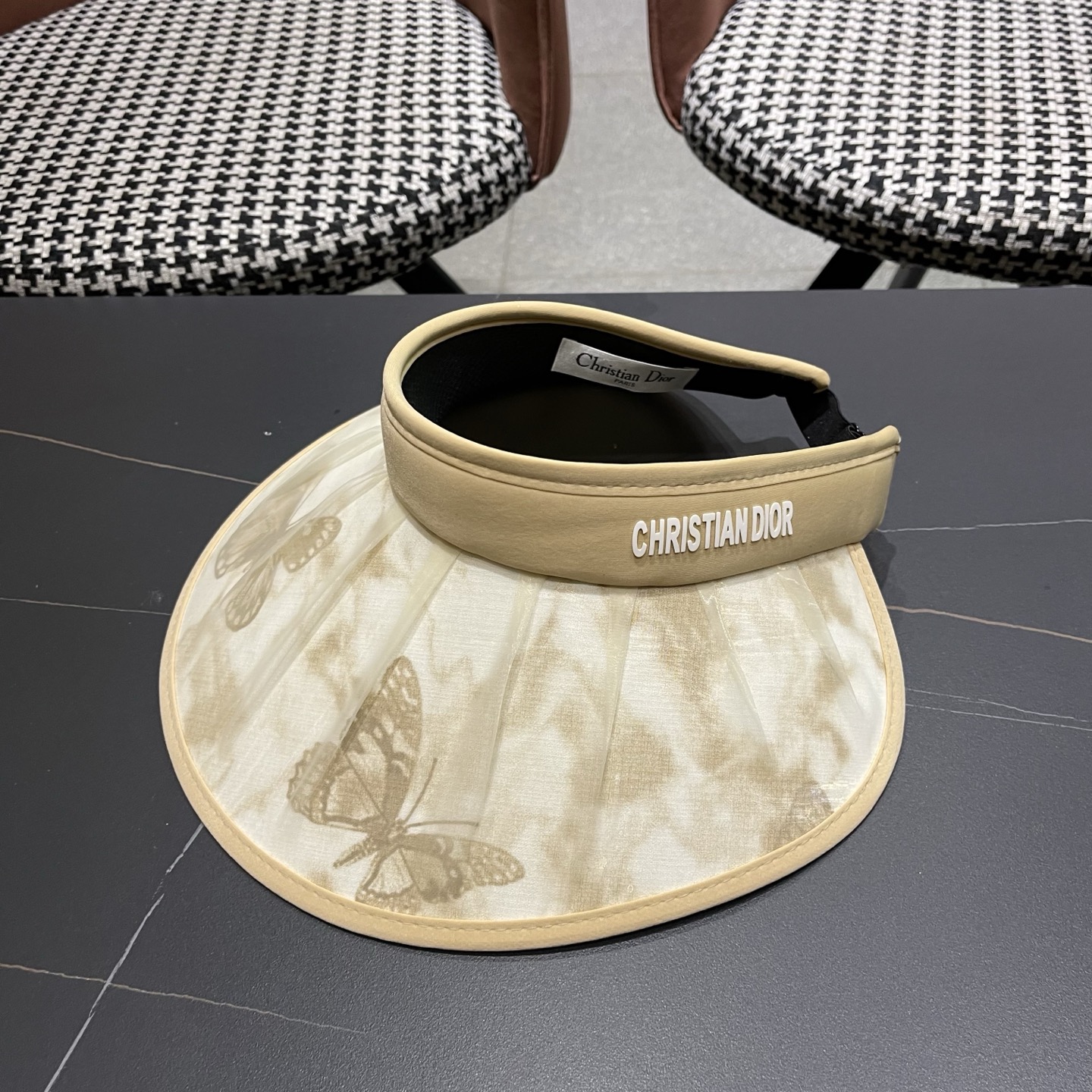 迪奥Dior 夏季遮阳帽女中式国风水墨画加宽大帽檐防紫外线户外骑车太阳帽子