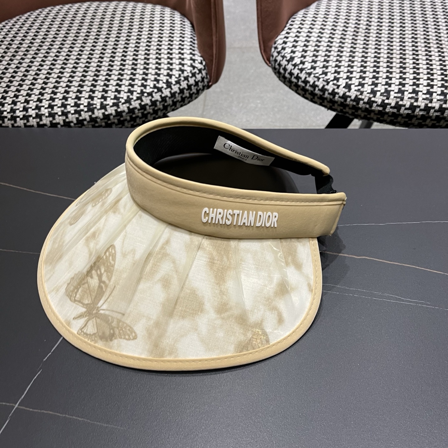 迪奥Dior 夏季遮阳帽女中式国风水墨画加宽大帽檐防紫外线户外骑车太阳帽子