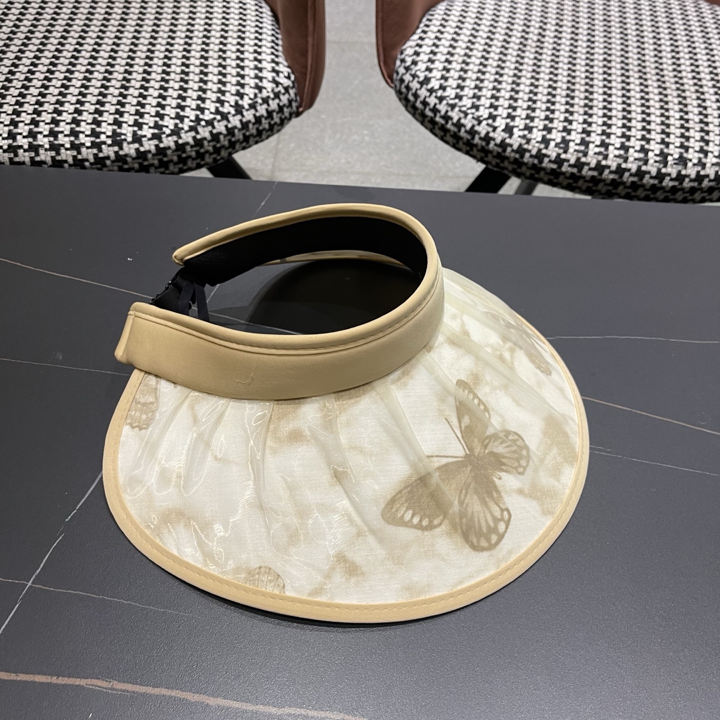 迪奥Dior 夏季遮阳帽女中式国风水墨画加宽大帽檐防紫外线户外骑车太阳帽子