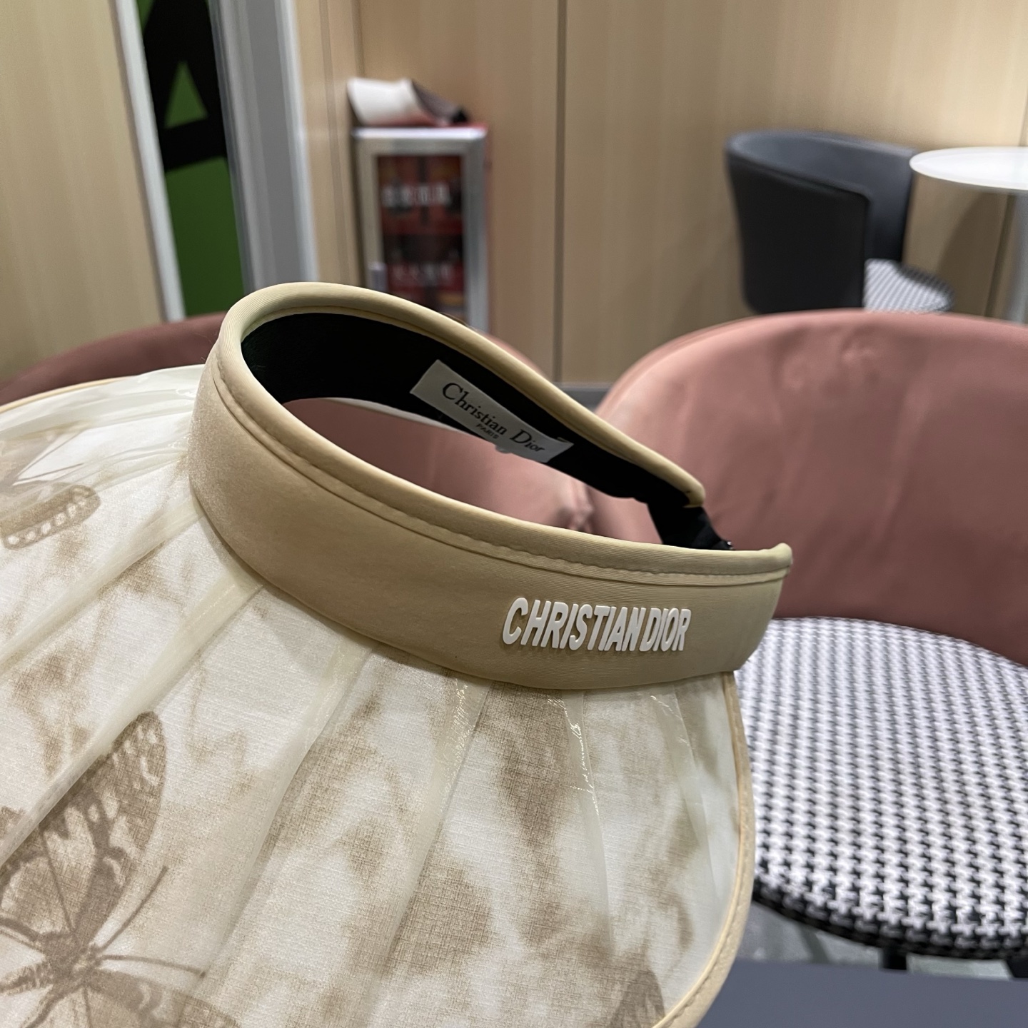 迪奥Dior 夏季遮阳帽女中式国风水墨画加宽大帽檐防紫外线户外骑车太阳帽子