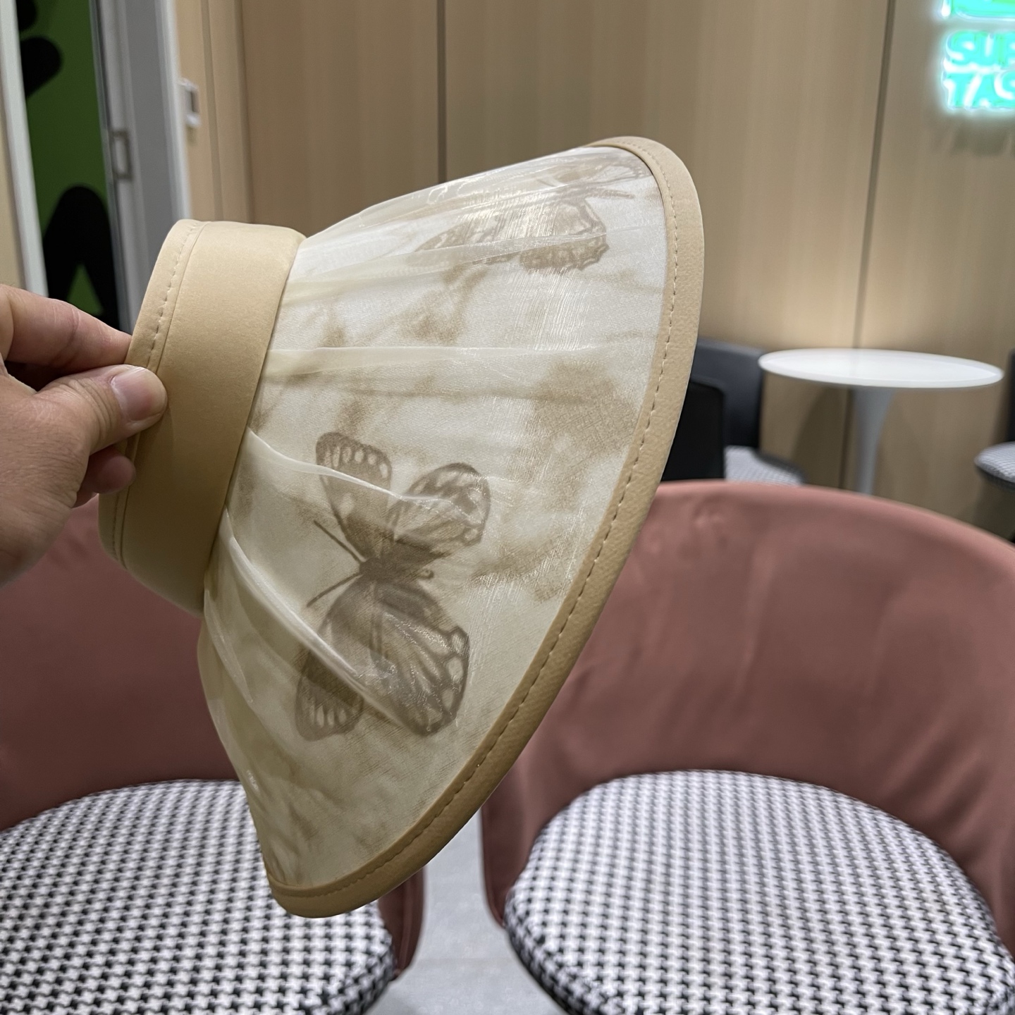 迪奥Dior 夏季遮阳帽女中式国风水墨画加宽大帽檐防紫外线户外骑车太阳帽子