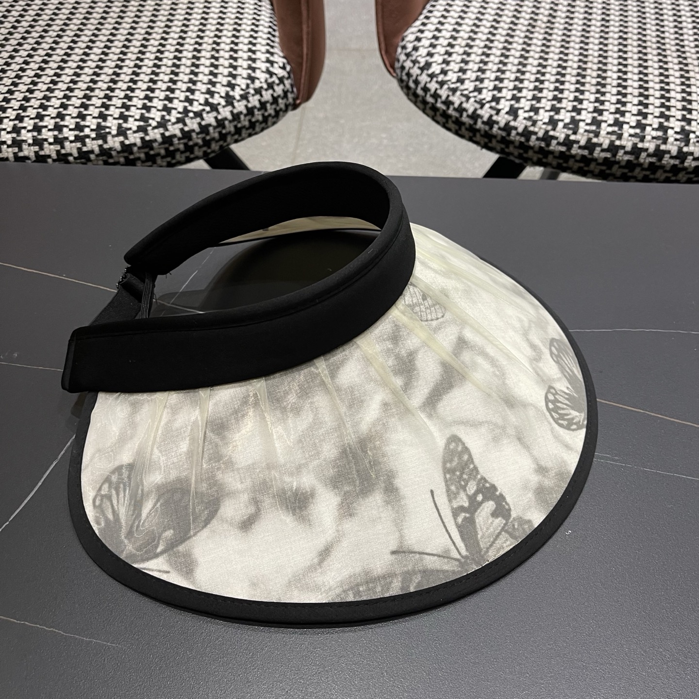 迪奥Dior 夏季遮阳帽女中式国风水墨画加宽大帽檐防紫外线户外骑车太阳帽子