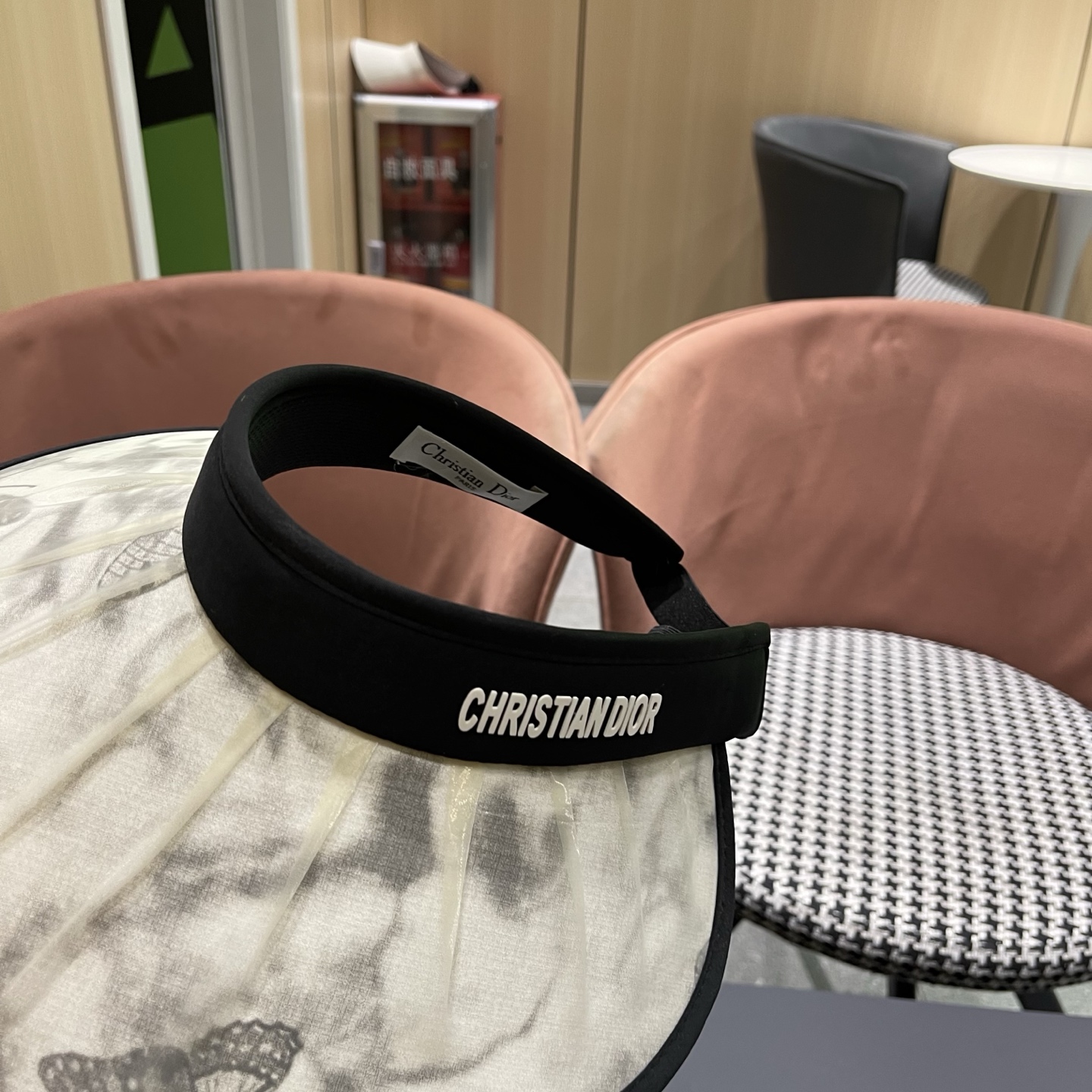 迪奥Dior 夏季遮阳帽女中式国风水墨画加宽大帽檐防紫外线户外骑车太阳帽子