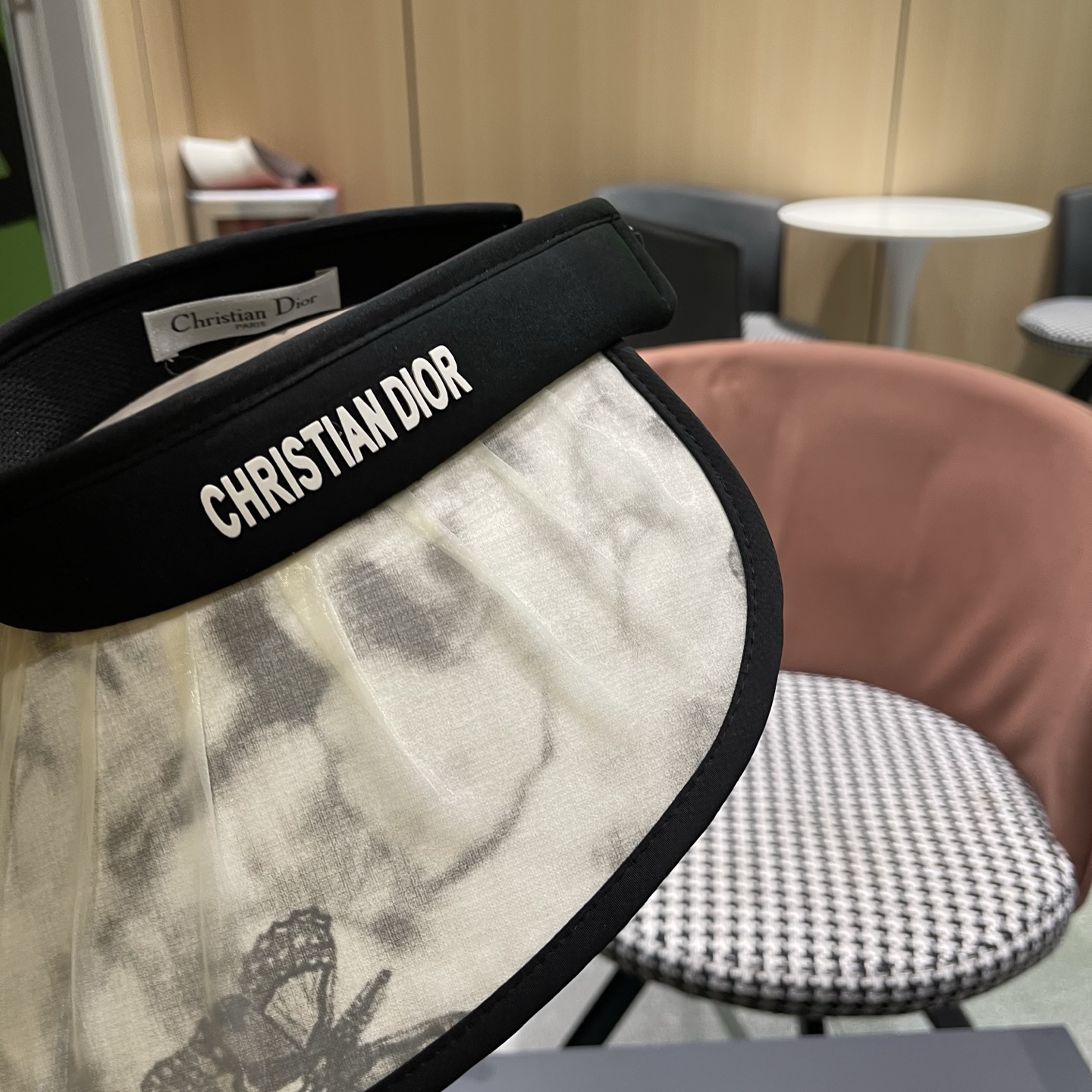 迪奥Dior 夏季遮阳帽女中式国风水墨画加宽大帽檐防紫外线户外骑车太阳帽子