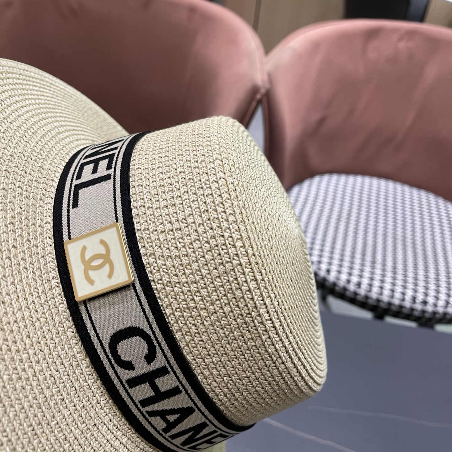 Chanel香奈儿新款平顶草帽，头围57cm