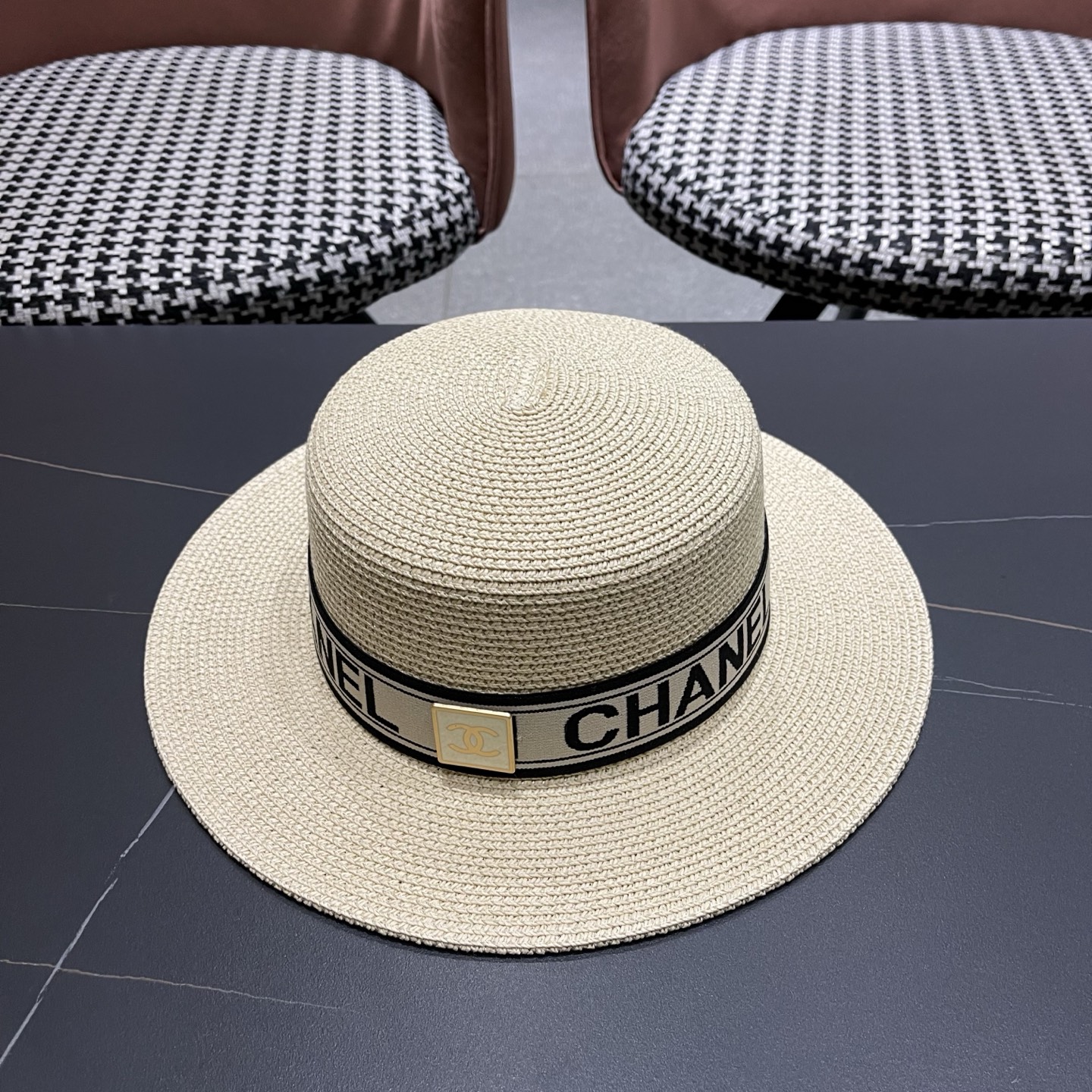 Chanel香奈儿新款平顶草帽，头围57cm