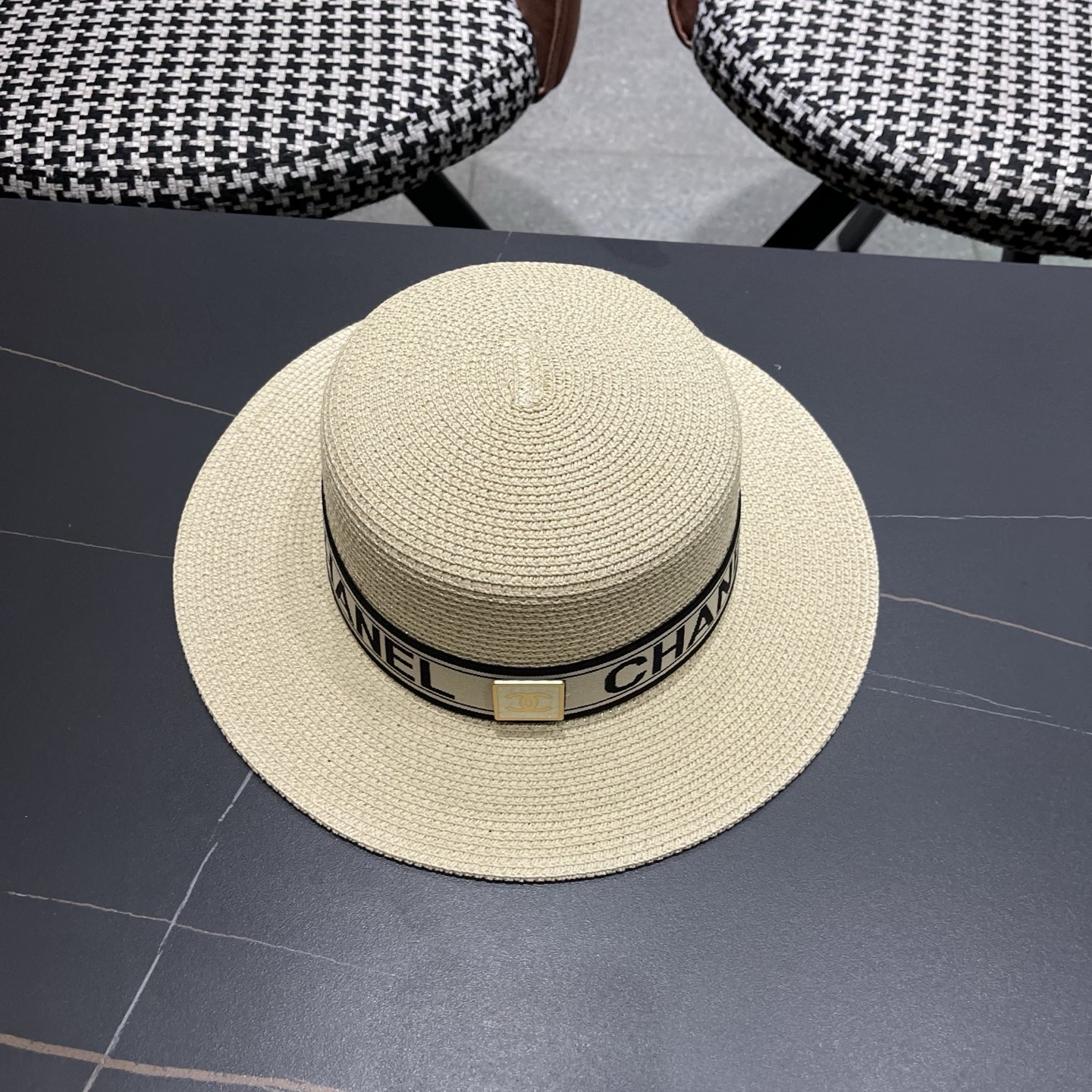 Chanel香奈儿新款平顶草帽，头围57cm