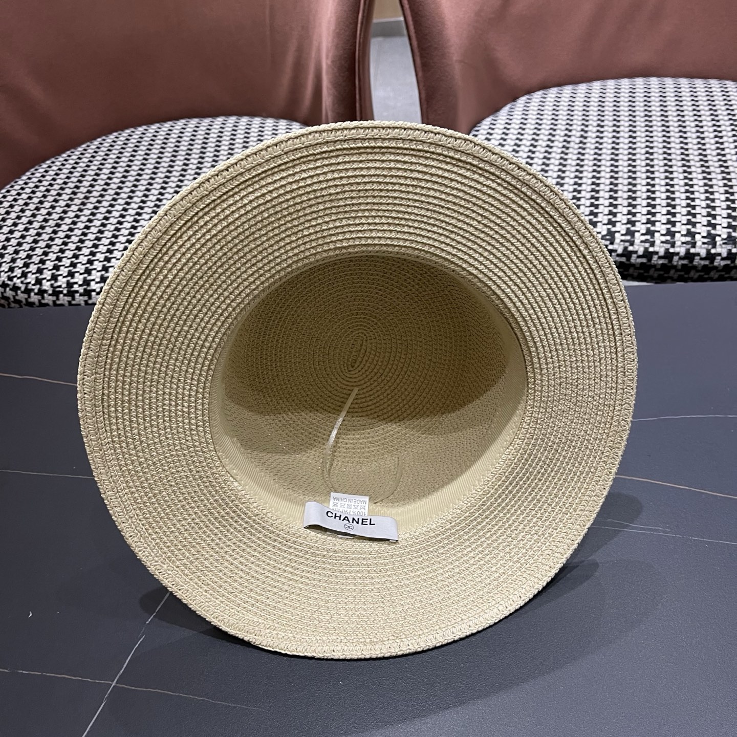 Chanel香奈儿新款平顶草帽，头围57cm