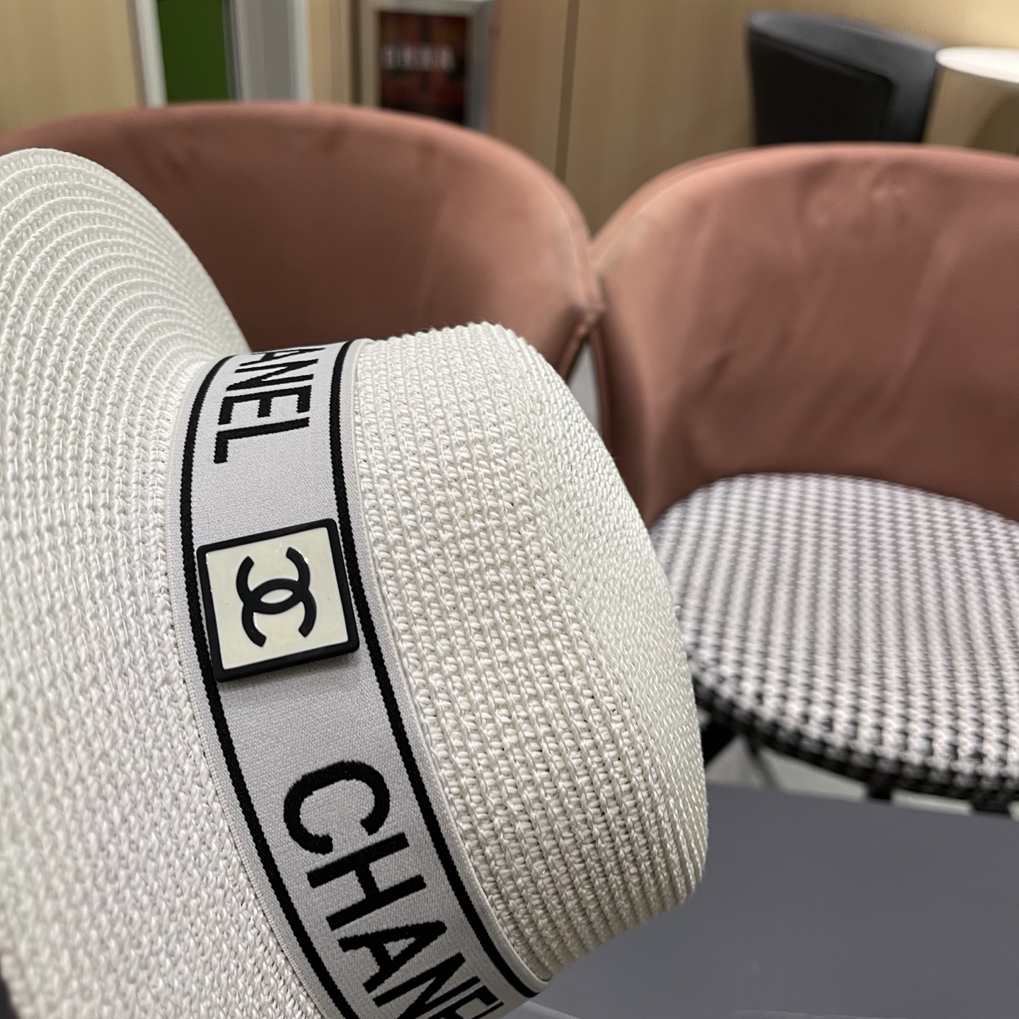 Chanel香奈儿新款平顶草帽，头围57cm