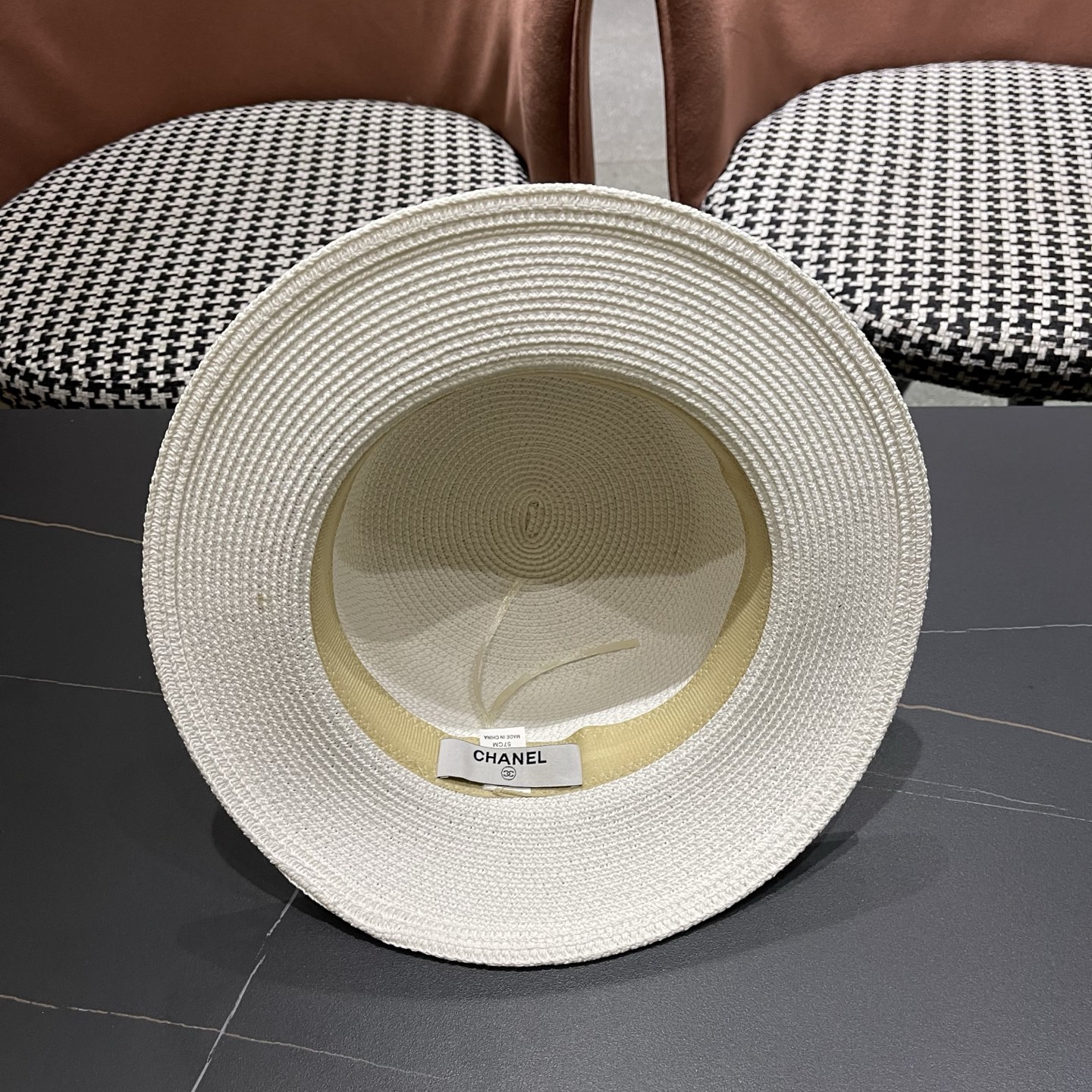 Chanel香奈儿新款平顶草帽，头围57cm