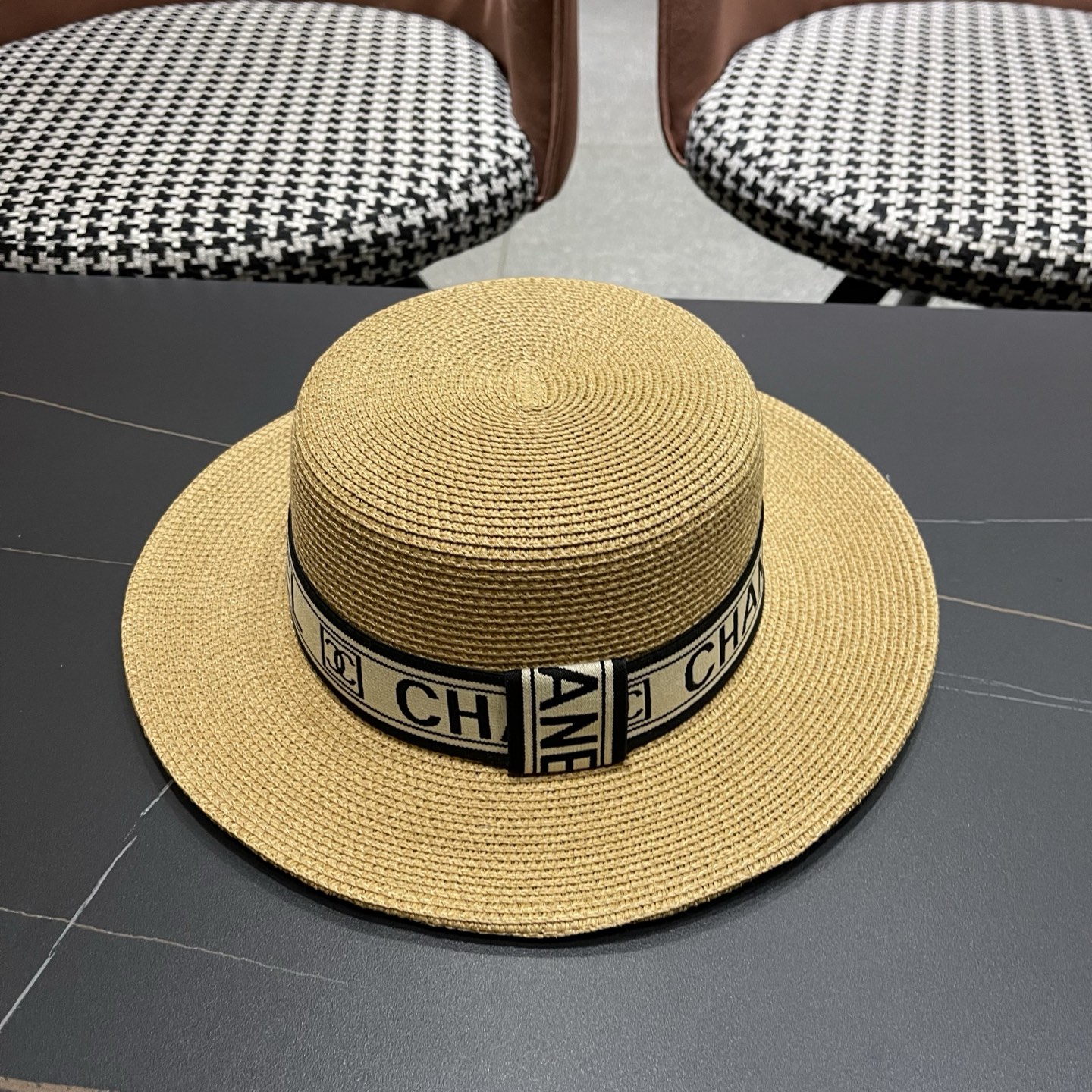 Chanel香奈儿新款平顶草帽，头围57cm