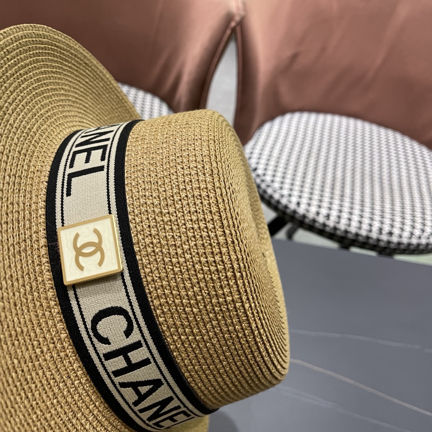 Chanel香奈儿新款平顶草帽，头围57cm